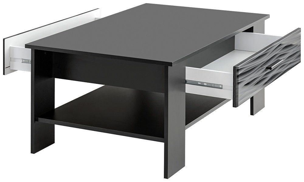 Matt, Spanplatte, Kaffeetisch Tischplatte Schubladen, und Graphit Stylefy viel Schwarz Werse 2 Modern, unter Couchtisch Beistelltisch), mit aus Stauraum (Wohzimmertisch,