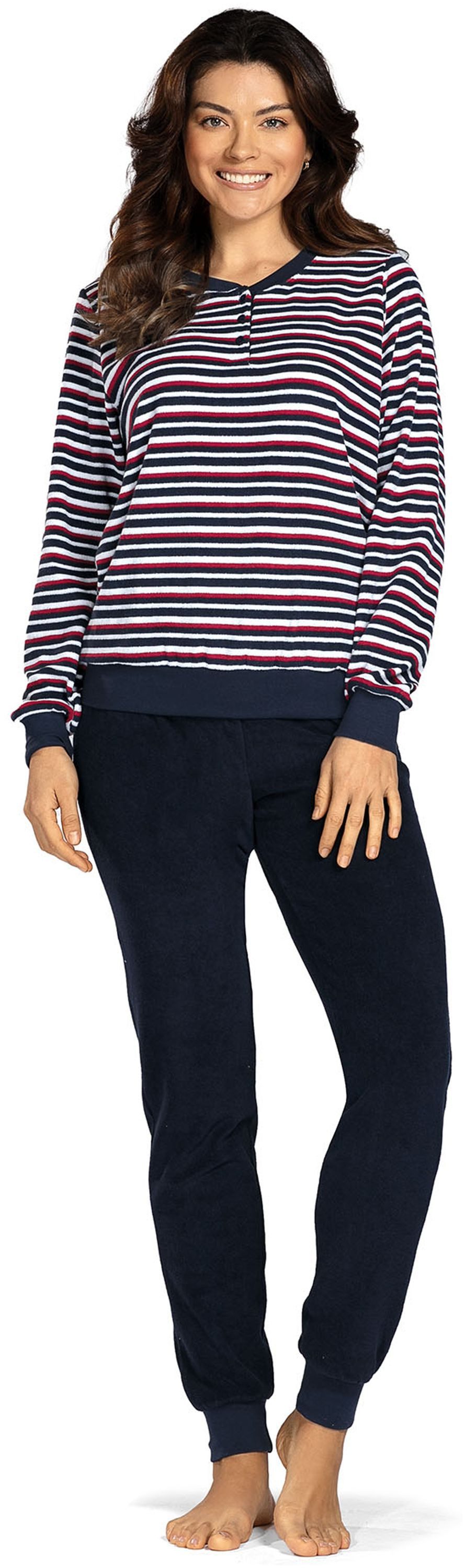 comtessa Schlafanzug Lovely Dreams (Set, 2 tlg., 2-teilig) Damen Pyjama lang Baumwolle Langarm Frottee große Größen