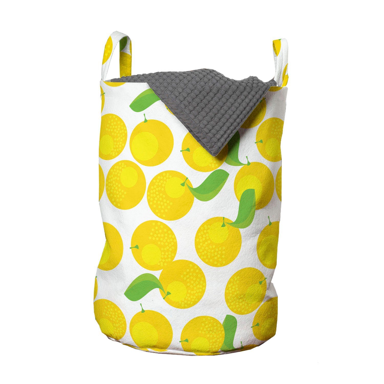 Abakuhaus Wäschesäckchen Wäschekorb mit Griffen Kordelzugverschluss für Waschsalons, Obst Wiederholen von Citrus Pflanze orange