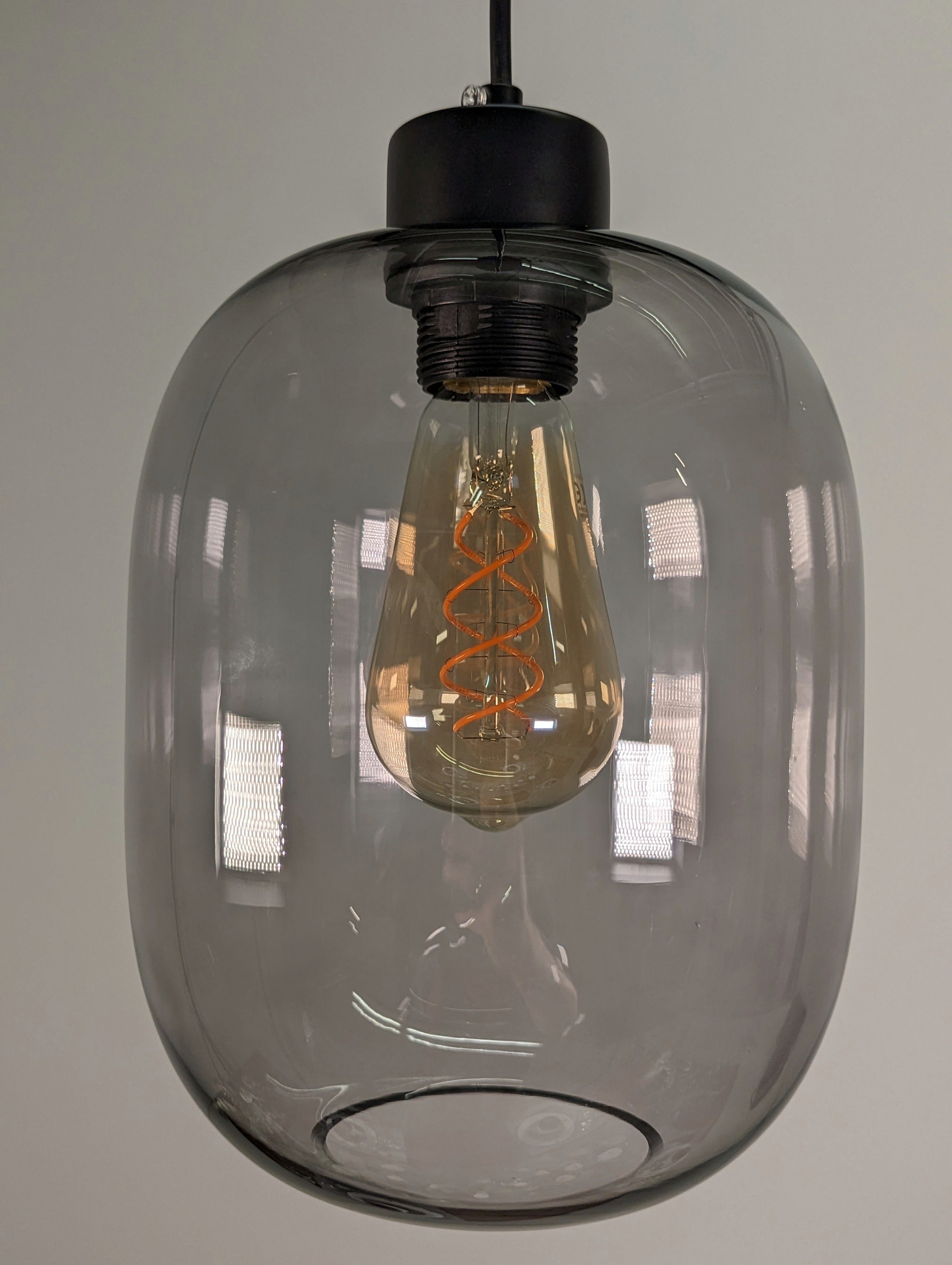 Leuchtmittel, Schirm Liadomo Hängelampe ohne Pendelleuchte Rauchglas, Skandi-Look, im E27 Yanis, 1-flammige aus