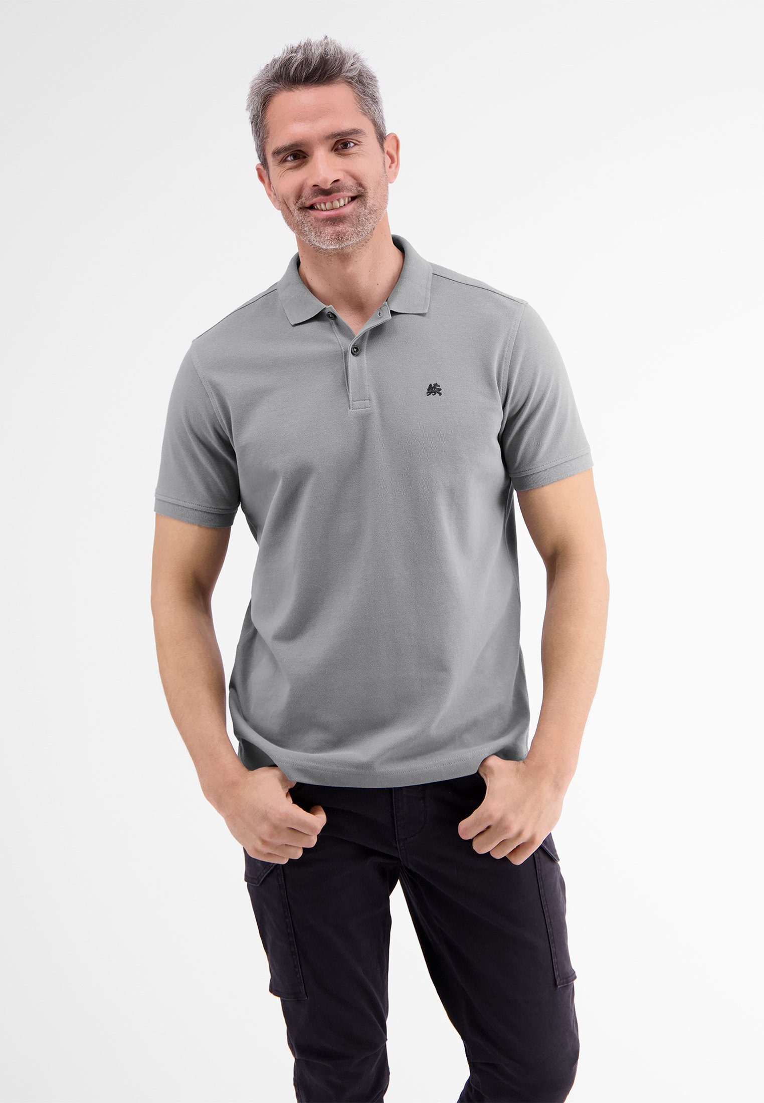 GREY LERROS vielen Basic LERROS Polo-Shirt Farben Poloshirt PLATINUM in
