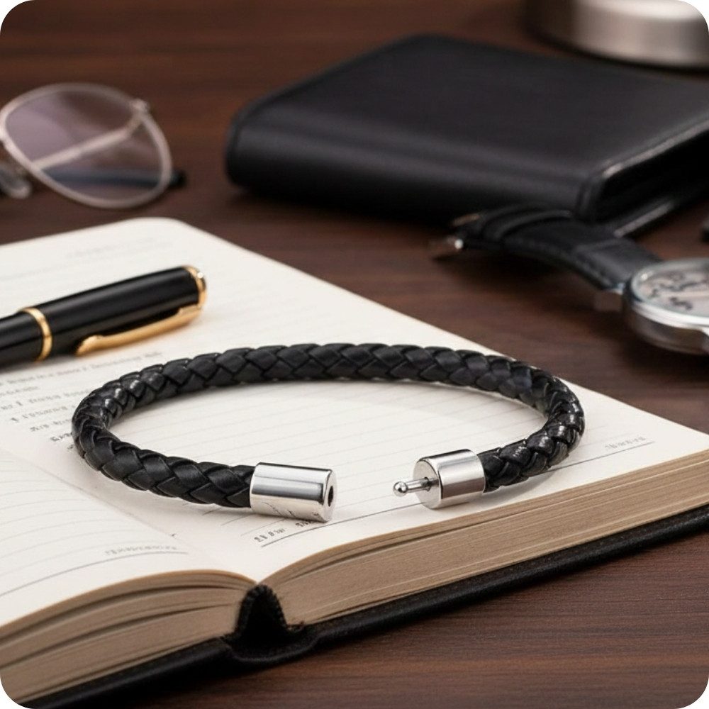 YouBella Armband Lederarmband Herren – Schwarz – Nickelfrei & Retro Stil (Armband, Schwarzes Lederarmband für Männer & Jungen mit Schiebeverschluss)