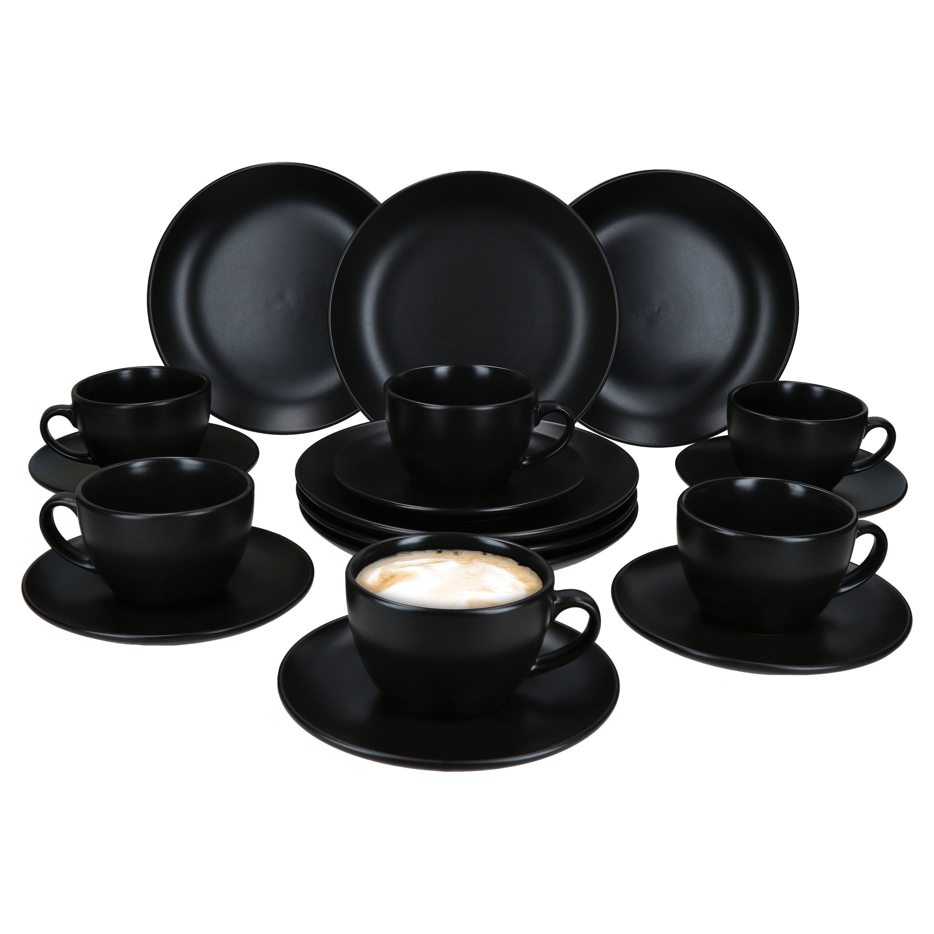 MamboCat Kaffeeservice 18tlg Kaffeeservice Panther schwarz Steingut 6 Personen, Steingut