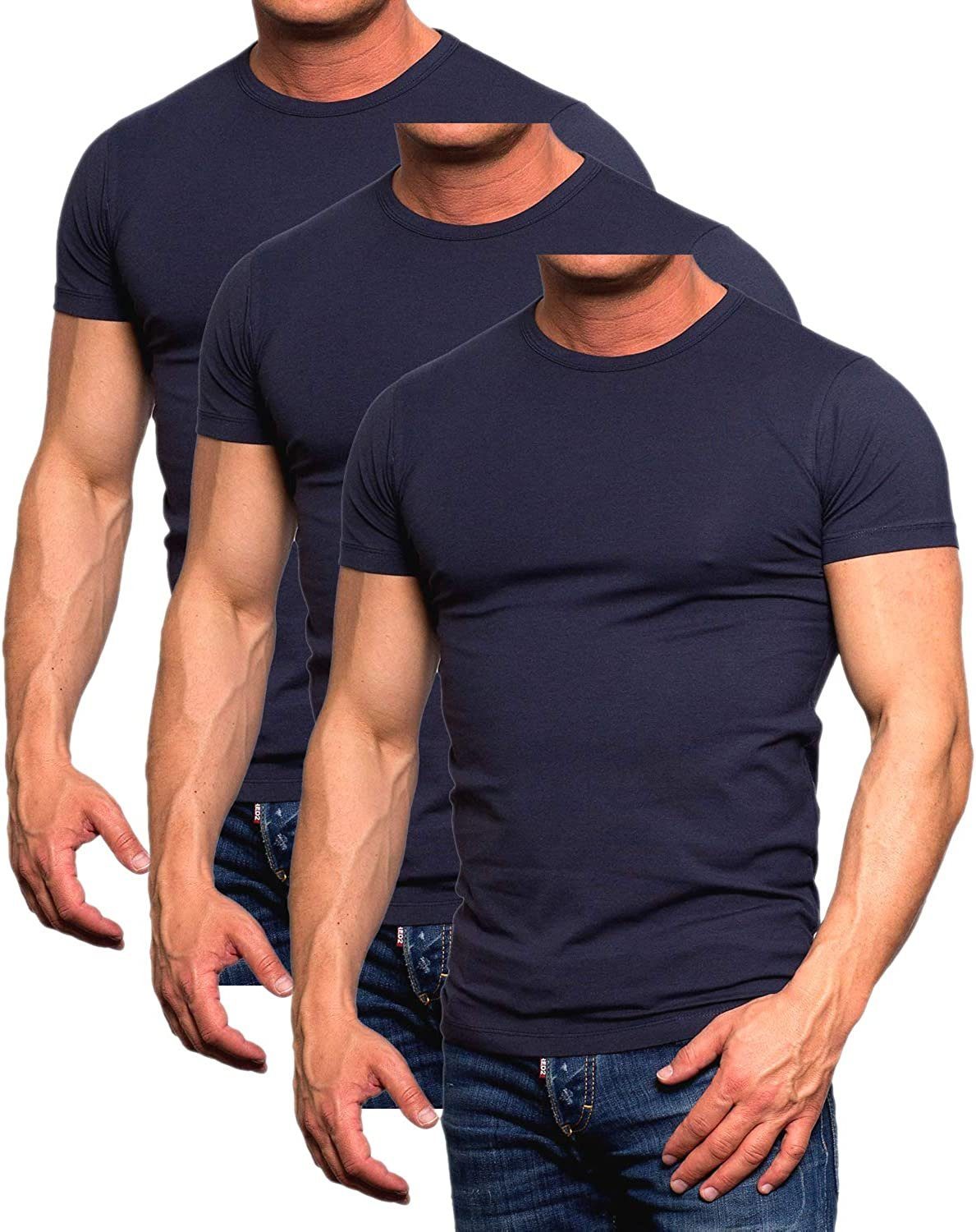 & (3er-Pack) Jones Mix T-Shirt mit Rundhalsausschnitt Jack 3er Navy Basic