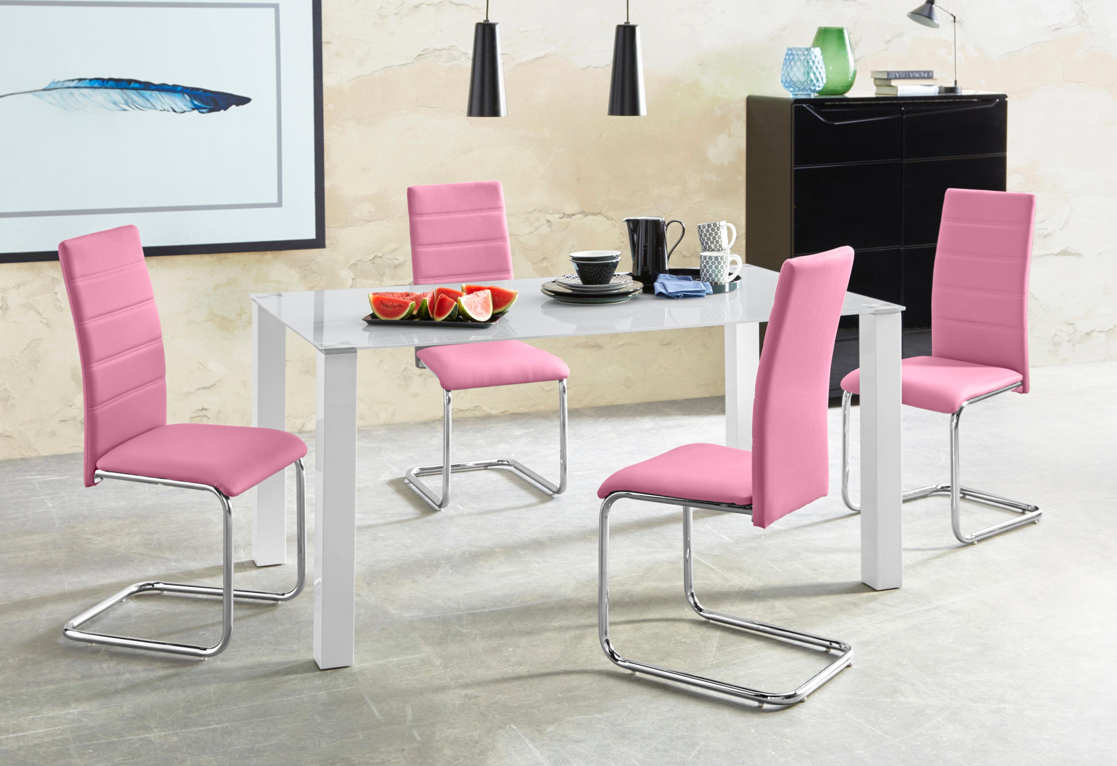 INOSIGN Essgruppe Normadora, (Set, 5-tlg), mit Glastisch, Freischwinger belastbar bis 120 KG