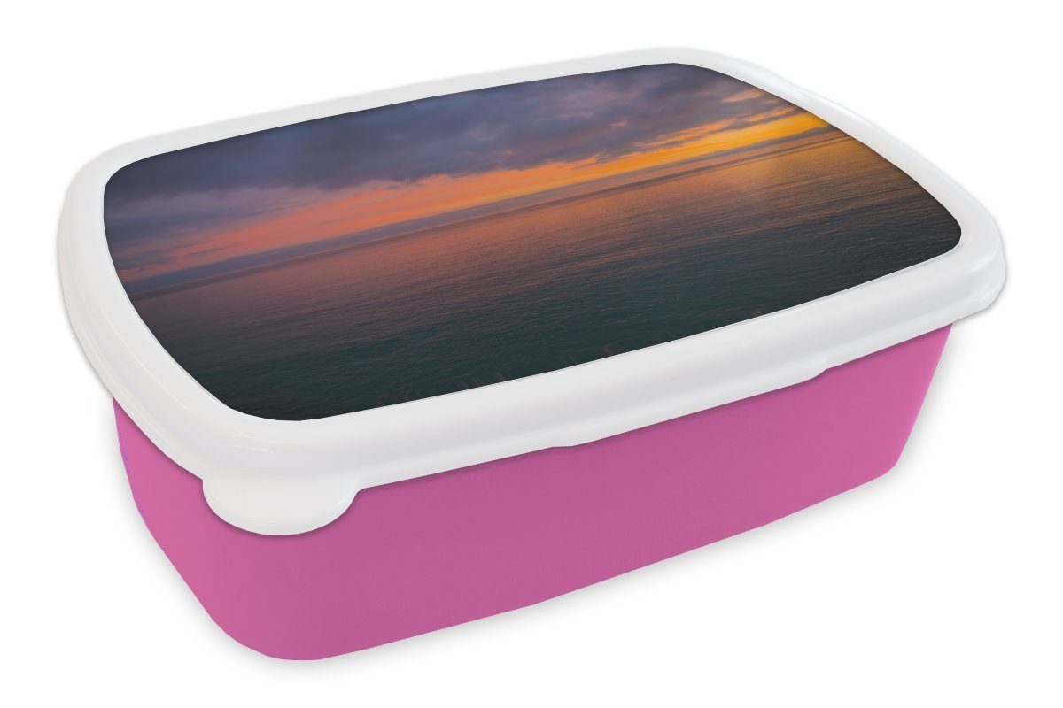 Erwachsene, MuchoWow Kinder, Brotbox rosa Mittelmeer, Snackbox, Kunststoff, Brotdose für dem Kunststoff Mädchen, über (2-tlg), Lunchbox Sonnenaufgang