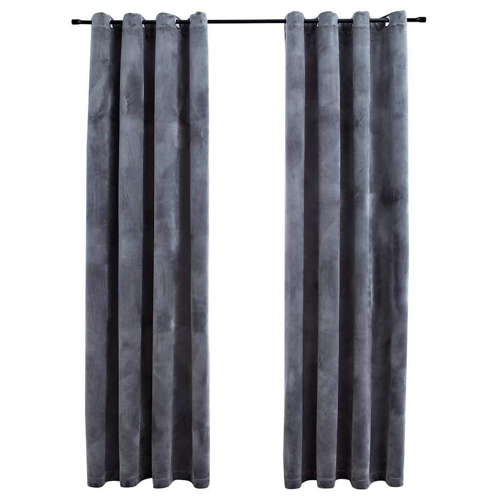 vidaXL Vorhang 134813 Blackout Curtains with Rings 2 pcs Anthracite 54"x63" Velvet (2 St)