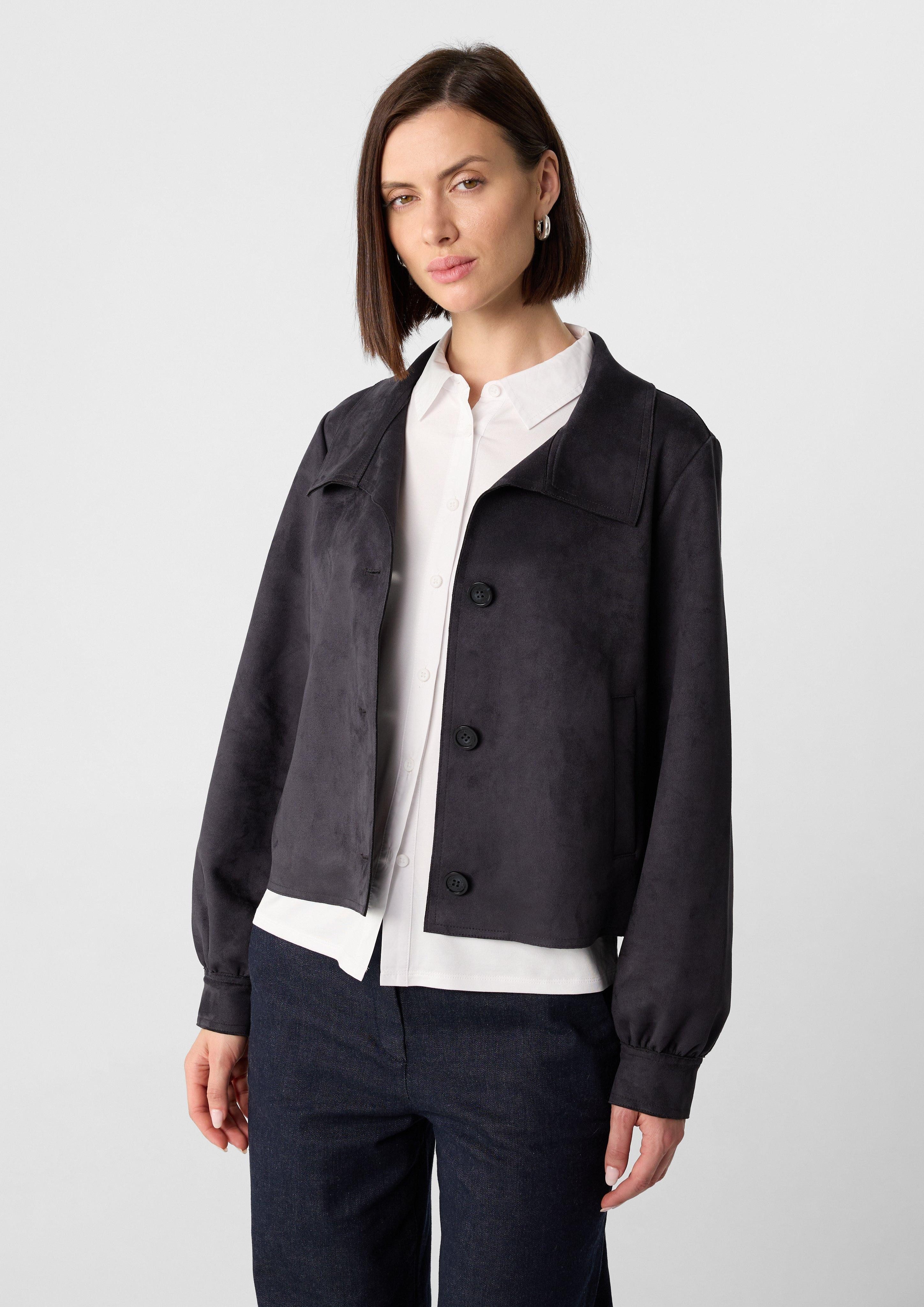 Blusenblazer Jacke in Velourslederoptik