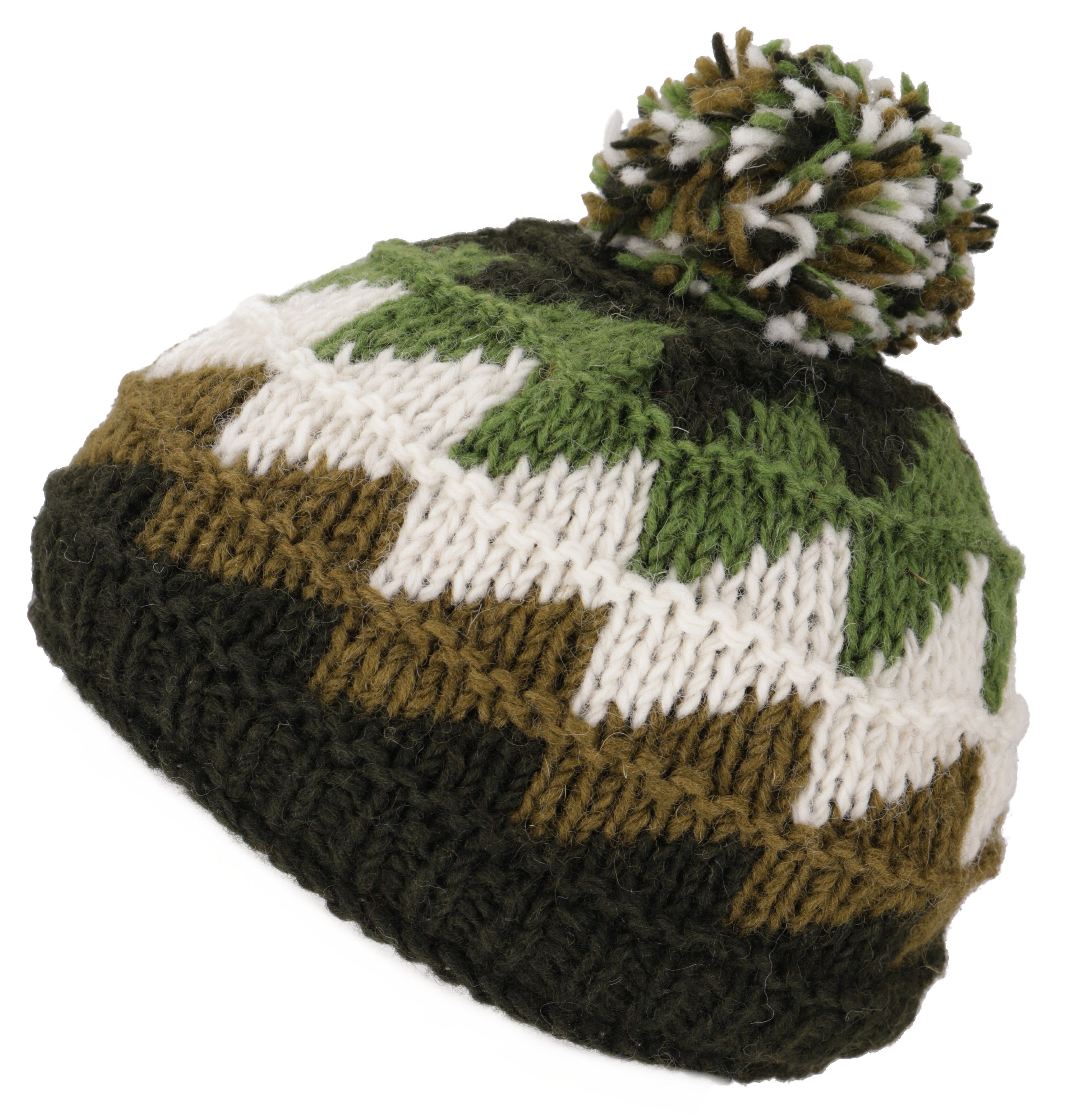 Guru-Shop Strickmütze Beanie Mütze, Bommelmütze aus Nepal,.. Modell 8 | Strickmützen