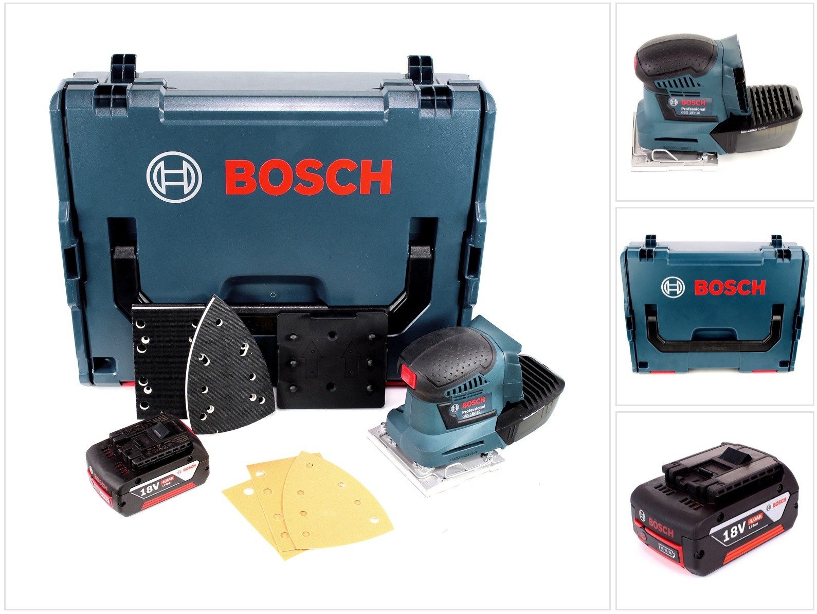 Bosch Professional Akku-Schwingschleifer GSS 18V-10 Akku Schwingschleifer 18V + 1x Akku 4,0Ah + L-Boxx