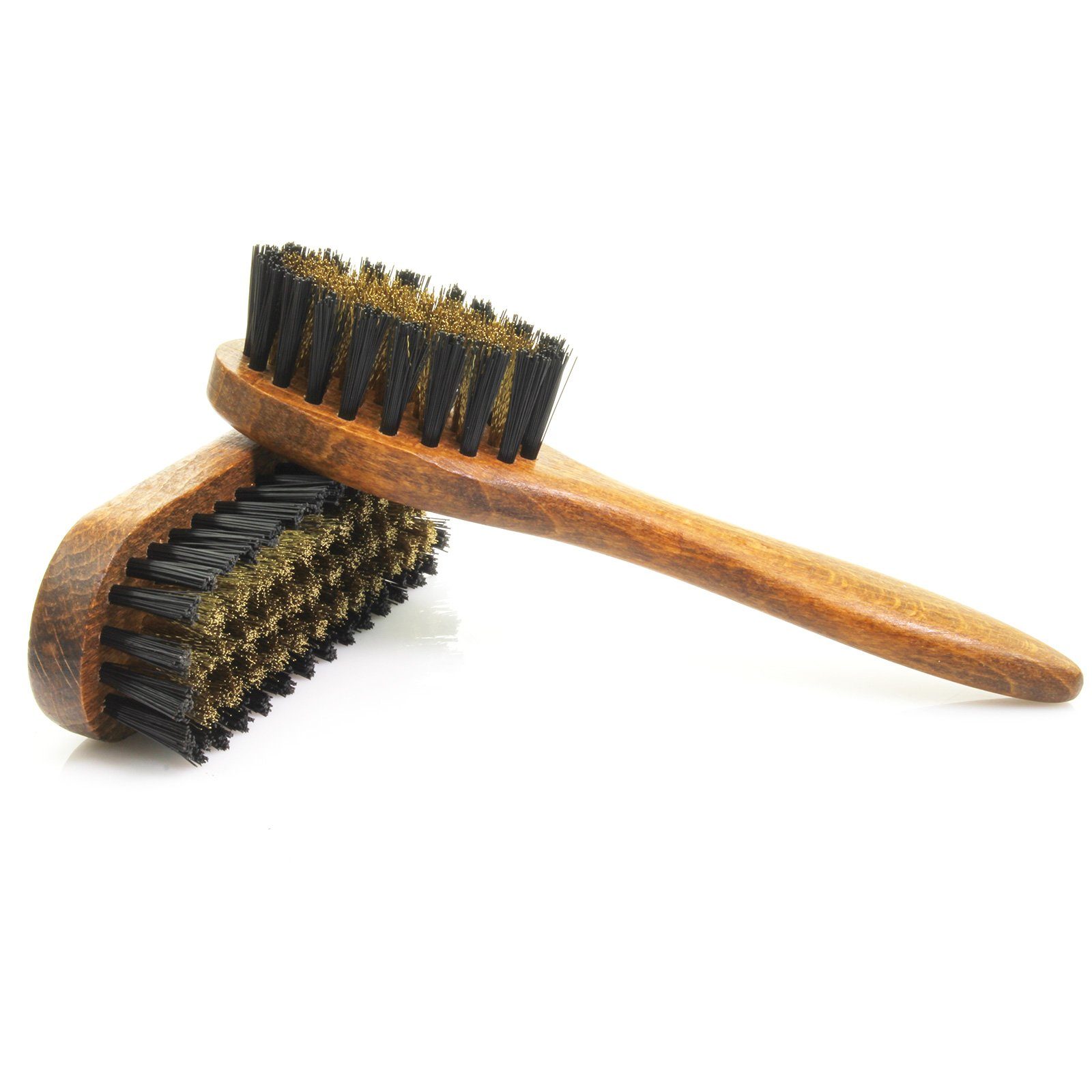 TelMo Set2 große Wildlederbürste und Raulederbürste mit ovalem Kopf aus Holz Schuhcreme