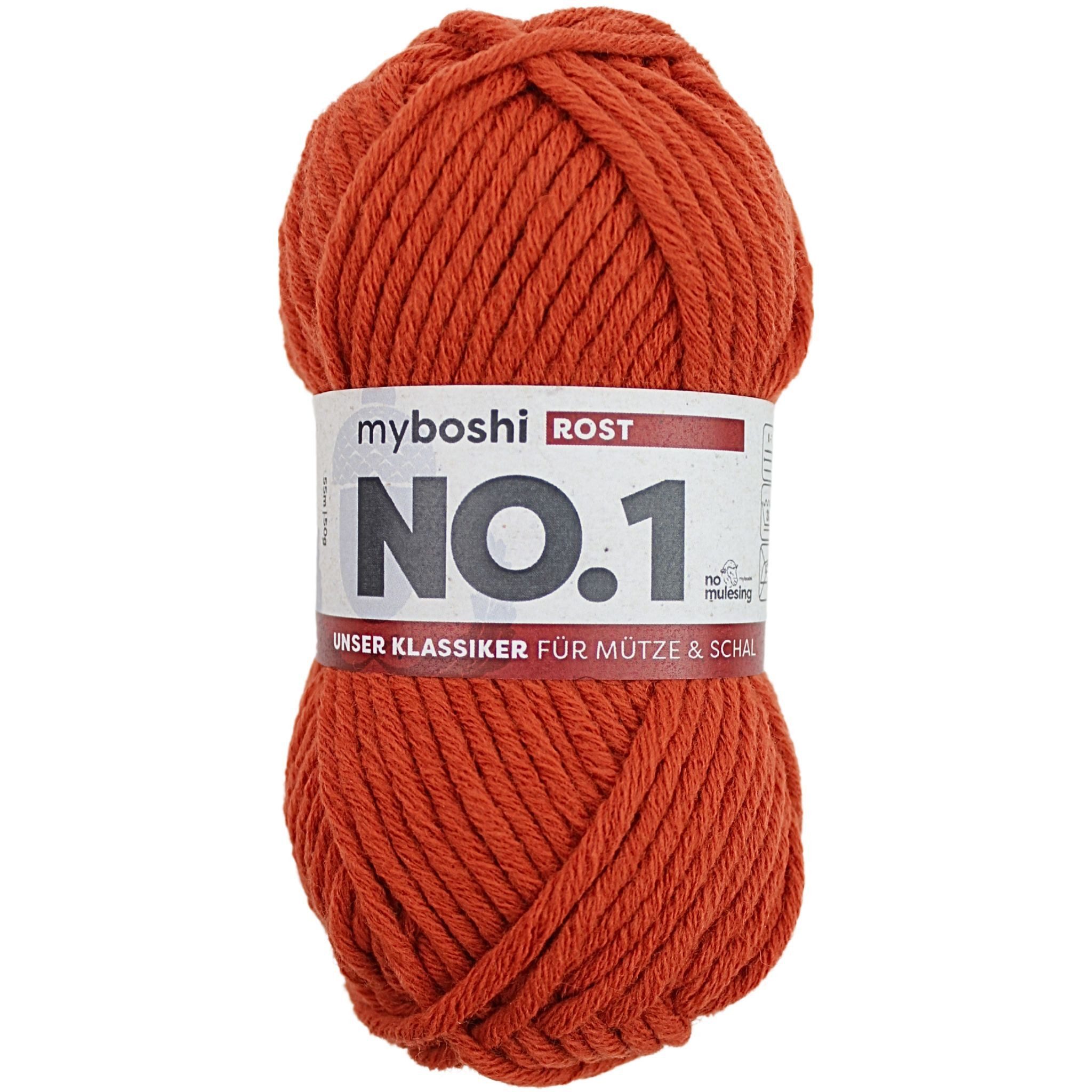 myboshi No.1 Wolle, Mützenwolle Häkelwolle, 55 m (1-St., No.1 Wolle Original Schnellstrickwolle), Uni