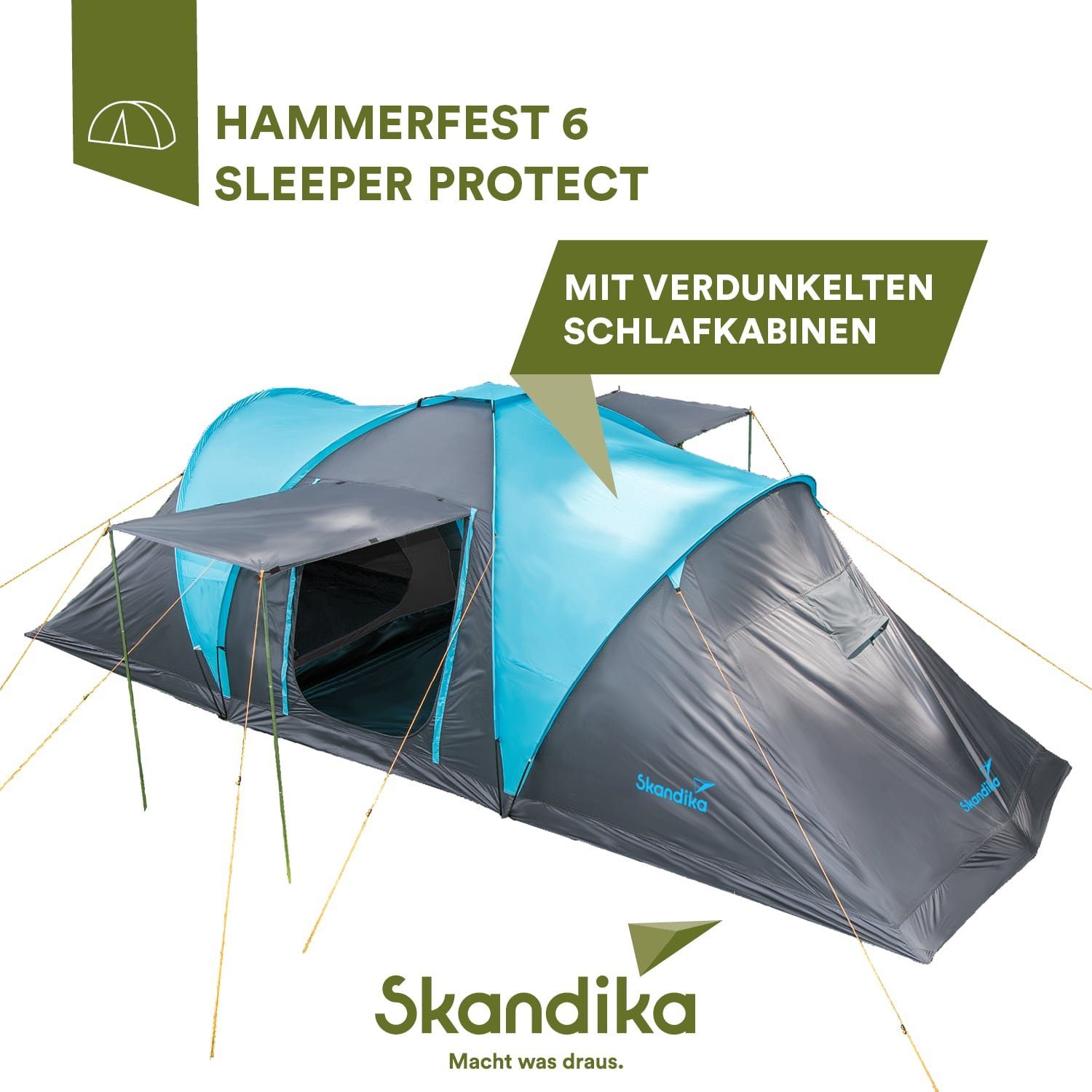 Skandika Hammerfest 6 Sleeper Protect Familienzelt Moskitonetz blau Neu 