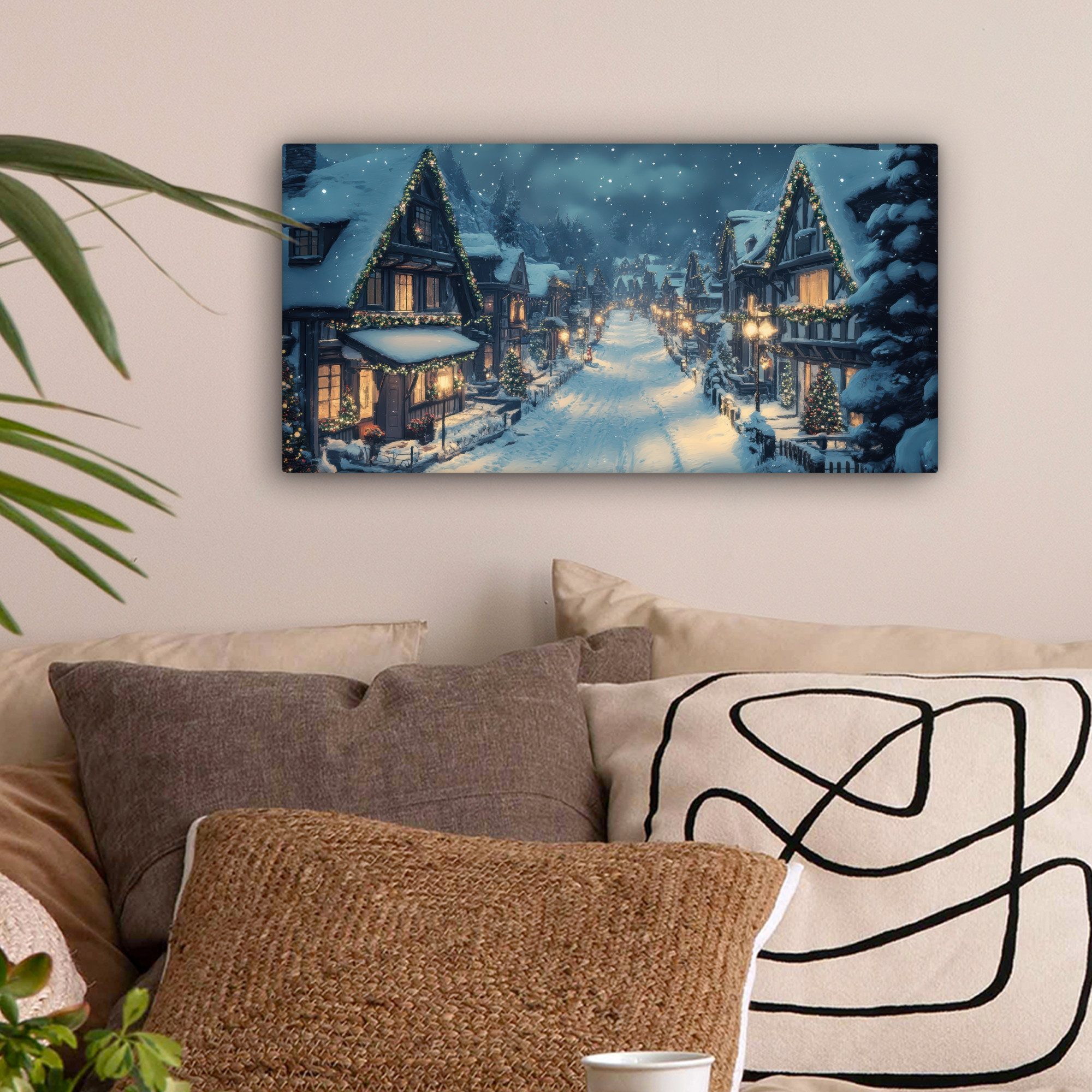 OneMillionCanvasses® Leinwandbild Panorama Weihnachtsdorf - Weihnachten - S günstig online kaufen
