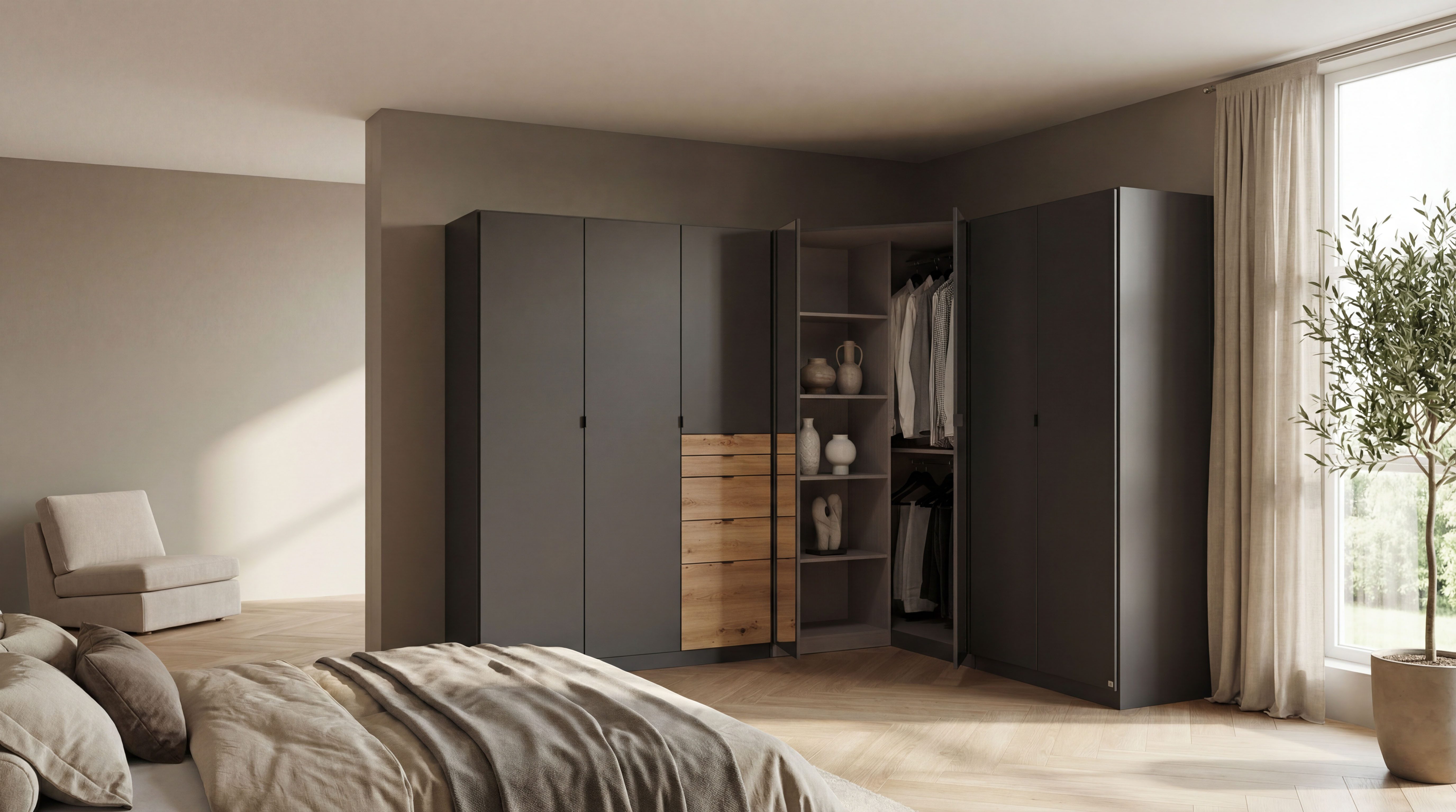 rauch Schrank-Set Kleiderschrank Schrank Garderobe Wäscheschrank Ankleide ONTARIO, (Set, Größe 253x208 cm), mit 5 Schubladen in unterschiedlichen Größen MADE IN GERMANY