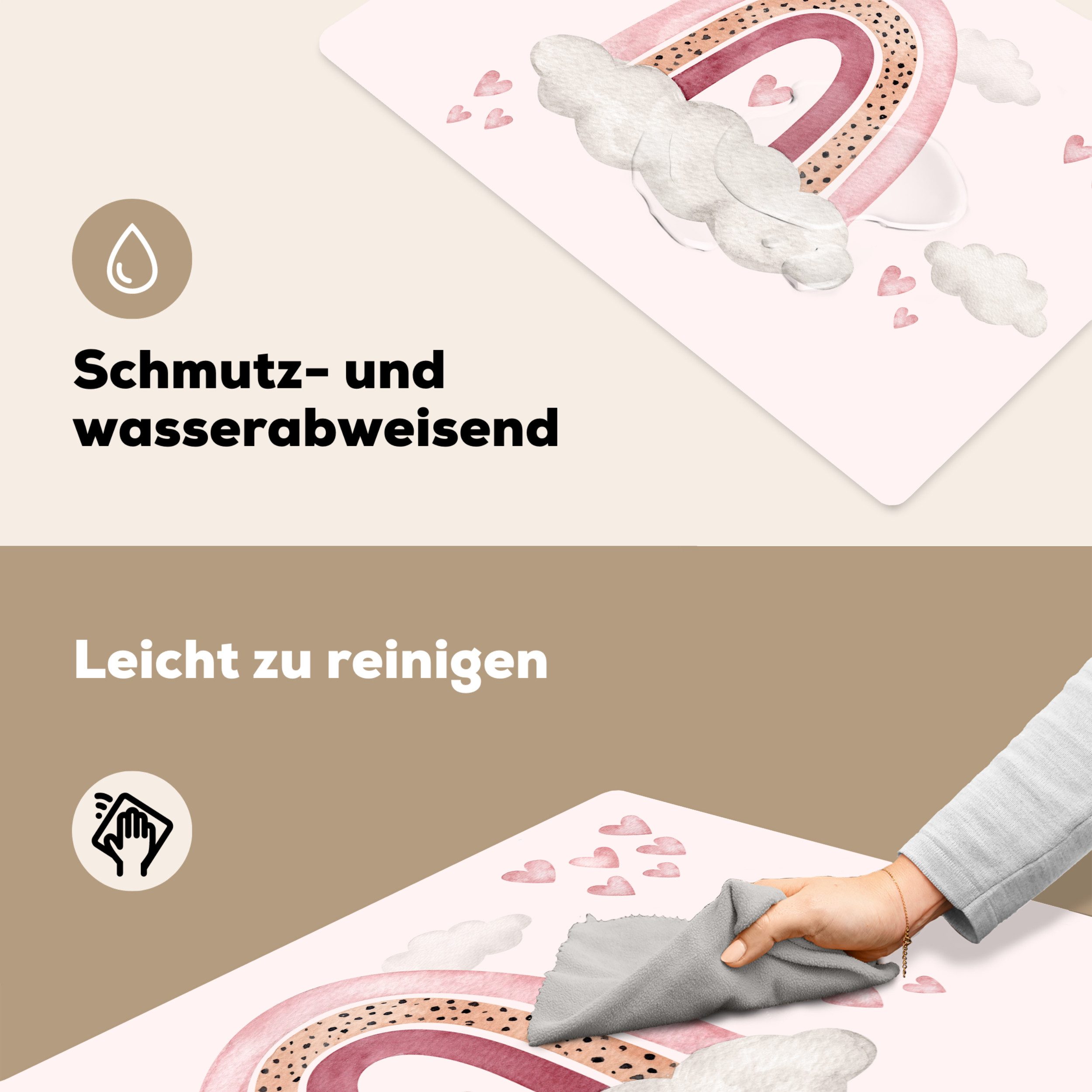 MuchoWow Platzset Regenbogen - Herzen - Rosa - Aquarell - Mädchen, (1-St), Kinder-Arbeitsunterlage Schreibtisch, Bastelmatte Kind, Zeichenmatte – Bild 5 von 5