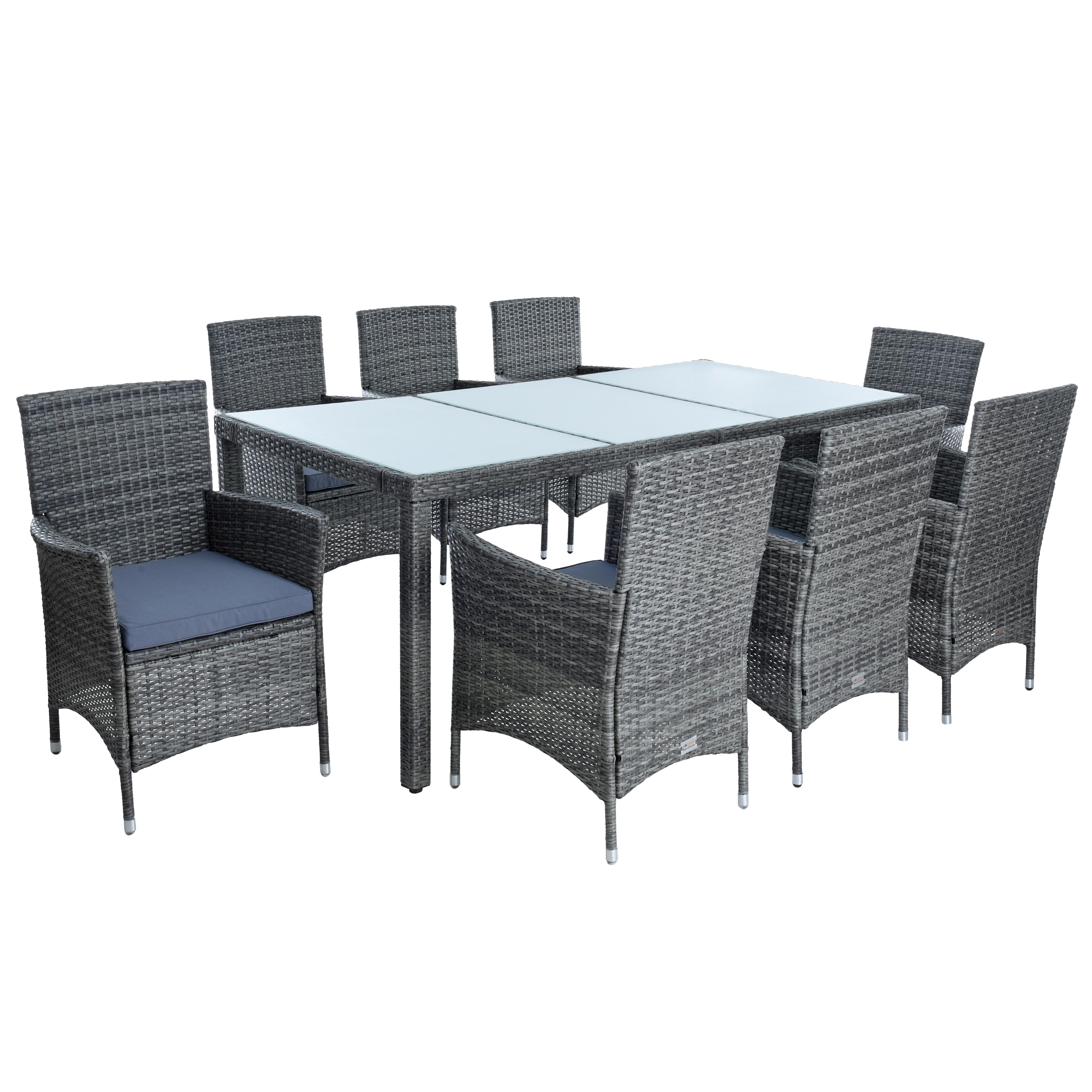 ESTEXO Sitzgruppe Polyrattan Gartenmöbel Set für 8 Personen Rattan Gartenset Anthrazit – Bild 3 von 5