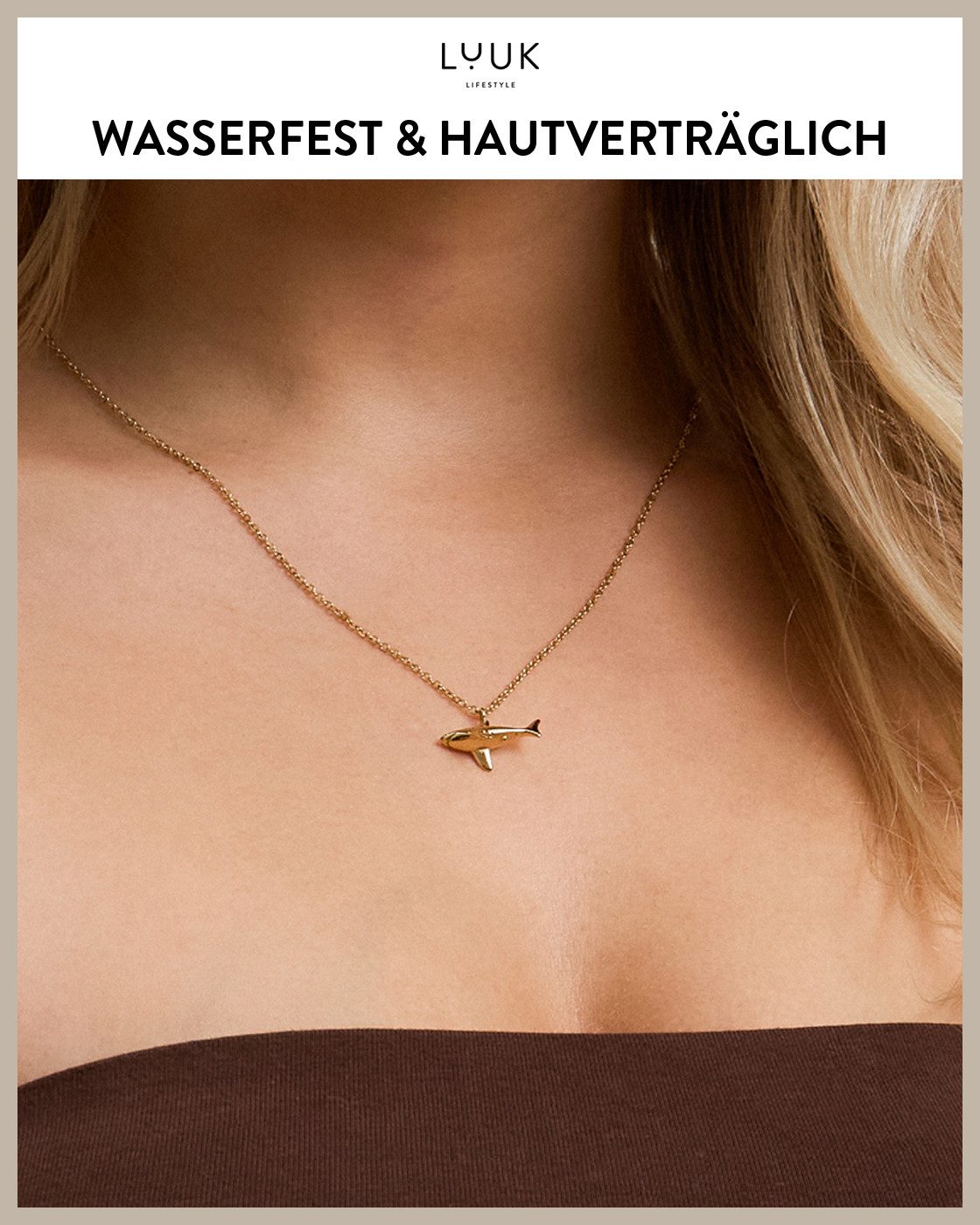 LUUK LIFESTYLE Kette mit Anhänger Hai, wasserfeste Edelstahl Halskette günstig online kaufen