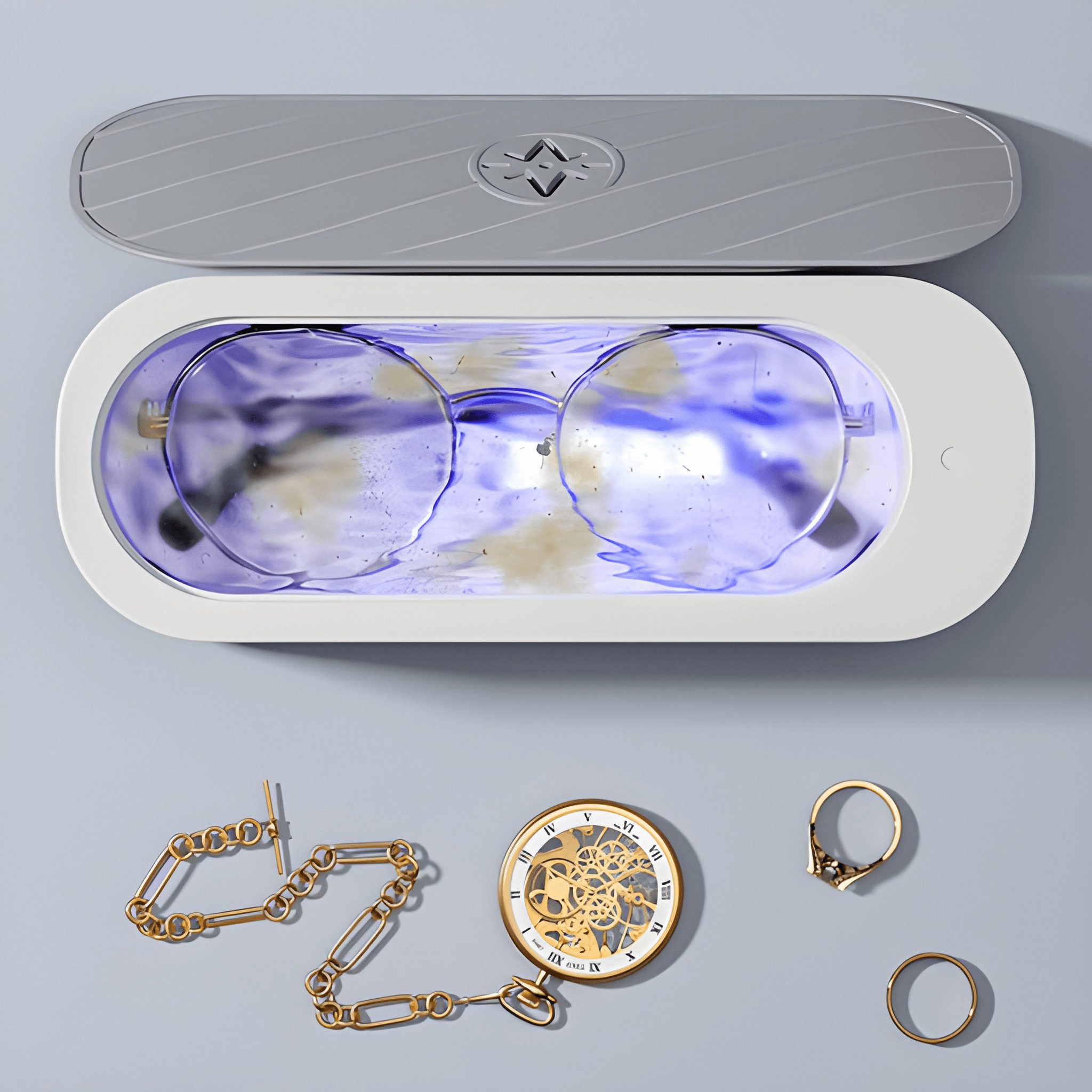 Athlix Ultraschallreiniger Ultraschall-Brillenreiniger Kontaktlinsenreiniger für Schmuck, Uhren, 360° Reinigung, Ideal für Reisen, Einfache Bedienung