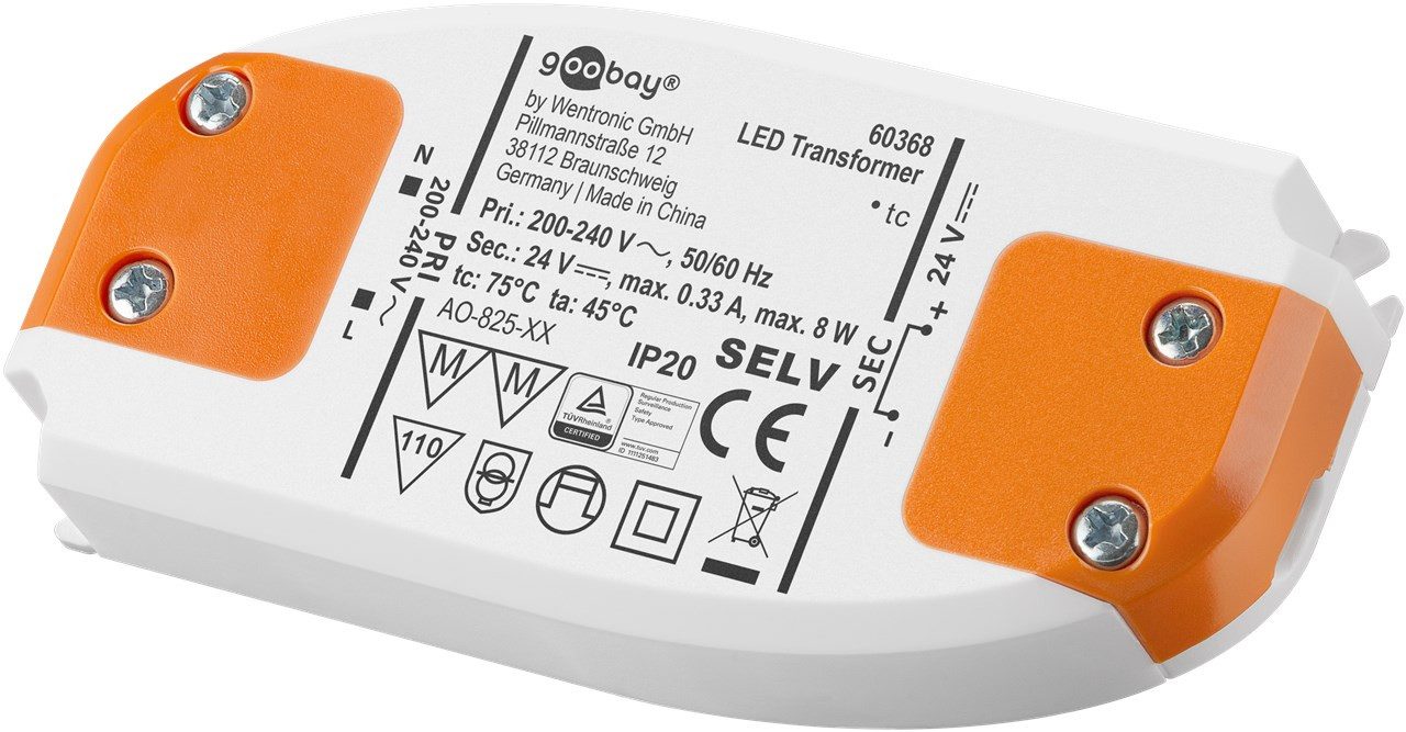 Lampenfassung Goobay 60368 LED-Trafo 24 V/8 W 24 V DC für LEDs bis 8 W Gesamtlast