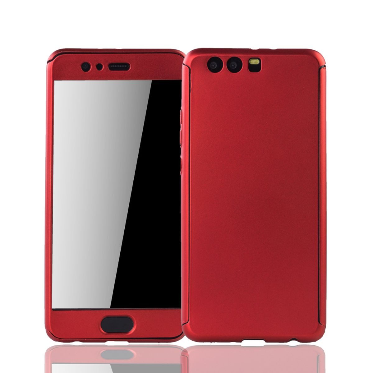 König Design Handyhülle Huawei P10 Plus, Huawei P10 Plus Handyhülle 360 Grad Schutz Full Cover Rot