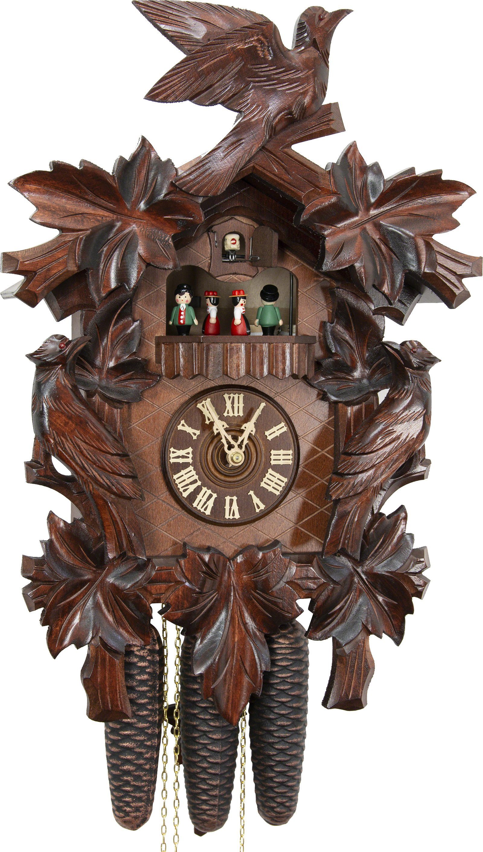 Hekas Wanduhr Kuckucksuhr geschnitzt 8-Tage-Uhrwerk 50cm von Hekas