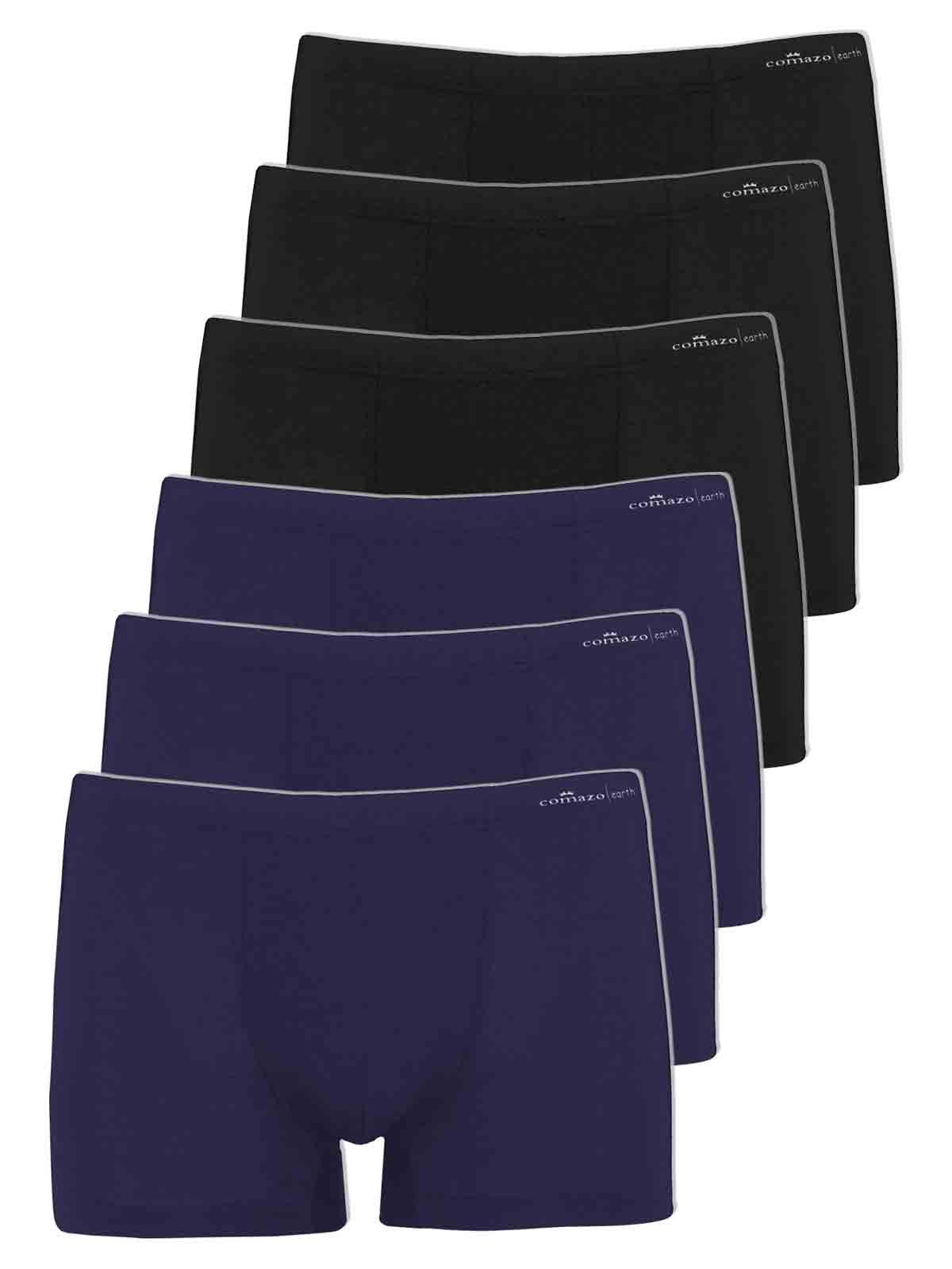 COMAZO Retro Pants 6er Pack Herren Pants ohne Eingriff (Packung, 6-St) Vegan marine-schwarz