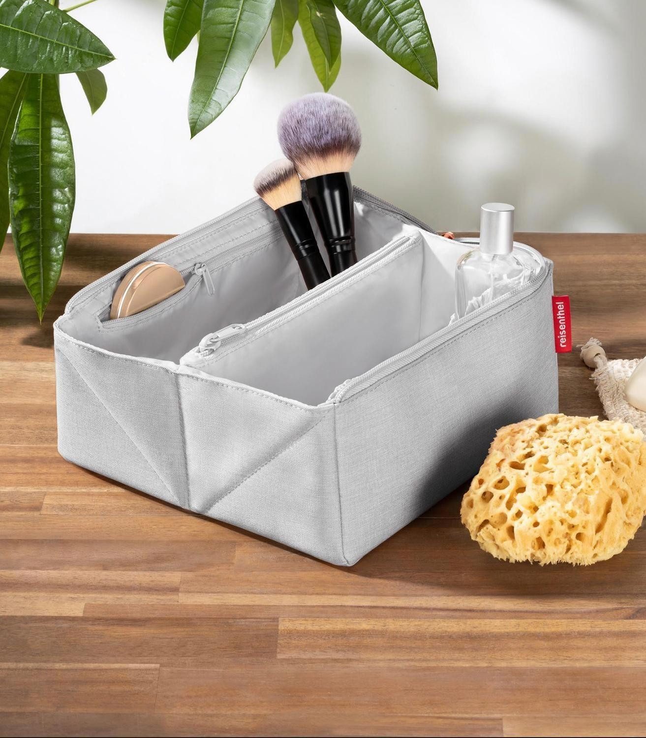 REISENTHEL® Kosmetiktasche FOLD CASE, 1,5 Liter, Grau, Rosegoldfarben, Polyester, B 23 x H 11 x T 11 cm