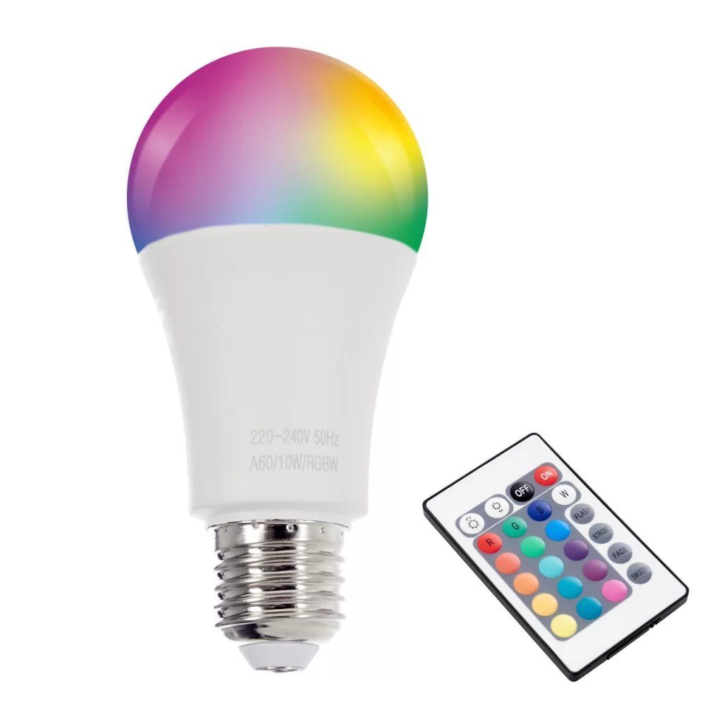 Kendal Elektrik LED-Leuchtmittel LAMPE Mehrfarbig, 2er St., LEUCHTMITTEL dimmbar 2 RGB E27, MIT BIRNE E27 SET FERNBEDIENUNG, LED 9W