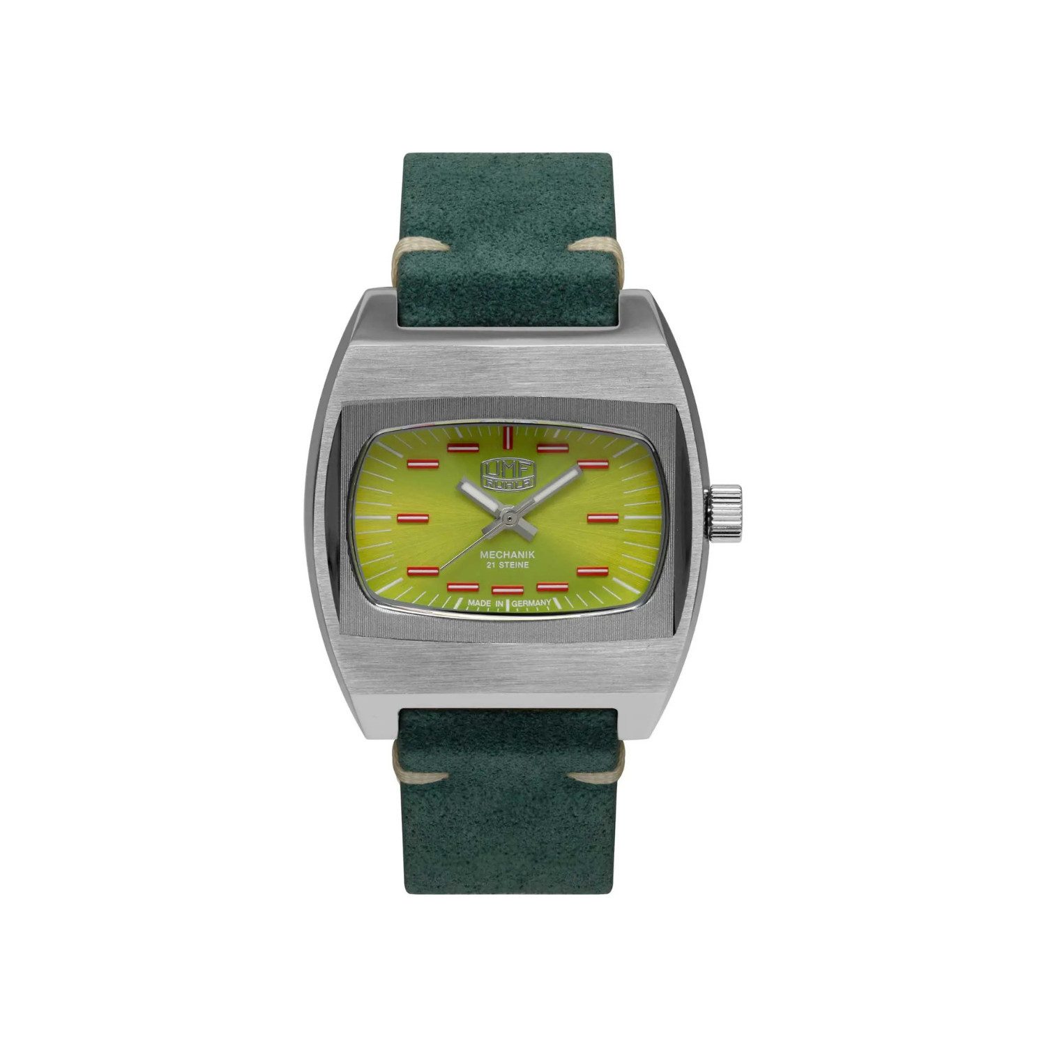 UMF Ruhla Mechanische Uhr Mechanikuhr in grün - Limitierte ZARIA Edition mit nur 499 Stück, für Freunde mechanischer Sammleruhren mit Handaufzug - Made in Germany