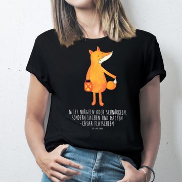 Mr. & Mrs. Panda T-Shirt Fuchs Laterne - Schwarz - Geschenk, selbstbewusst, Lustiges T-Shirt, (1-tlg)