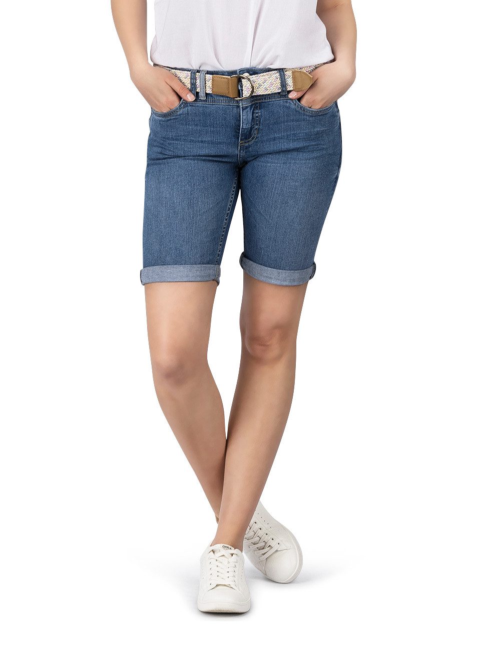 DENIMFY Chinoshorts Herren Shorts DFLena Regular Fit Bermudashorts mit Gürtel