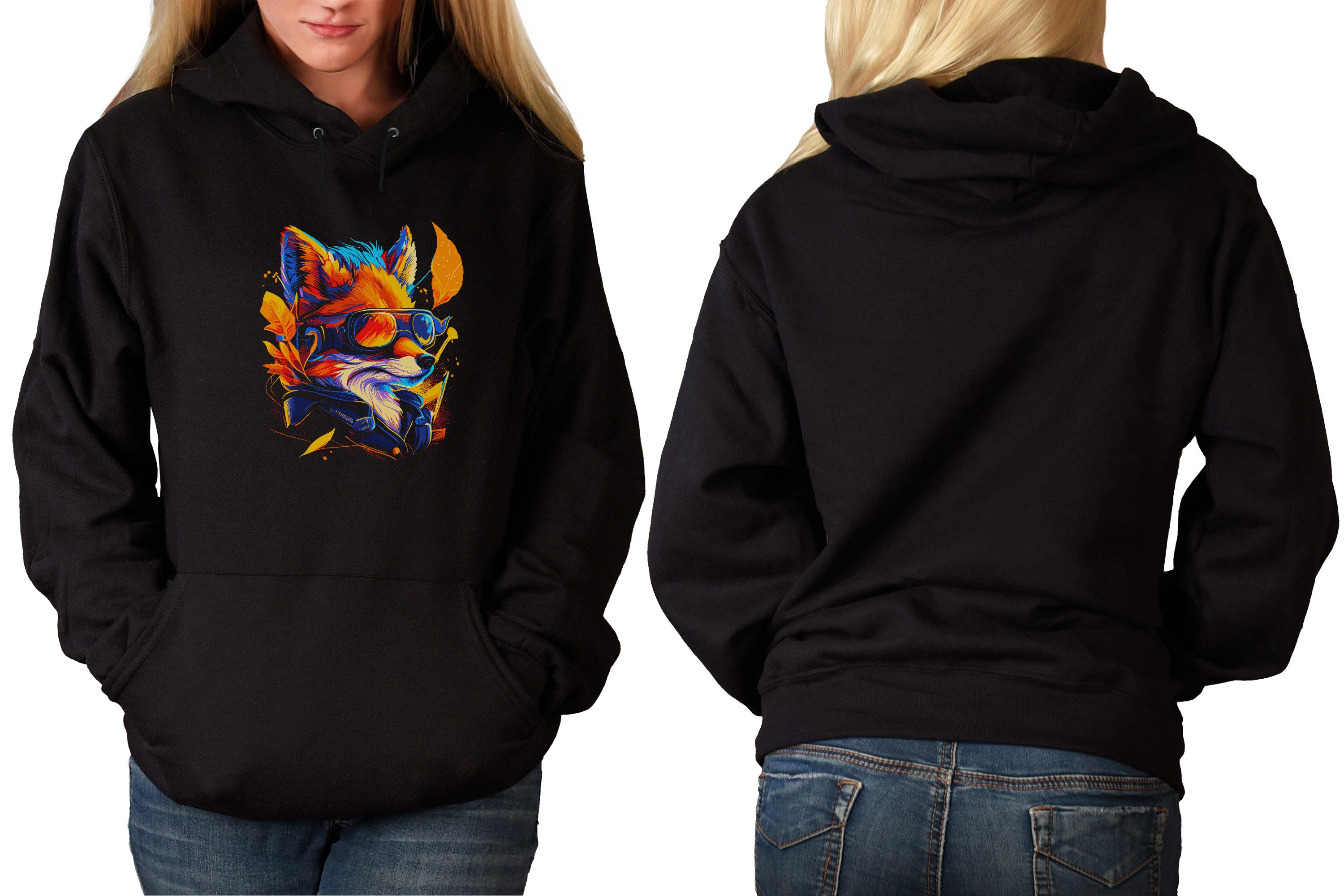 MyDesign24 Hoodie Streetart Kapuzen Pullover - Fuchs Kapuzensweater - moderner Hoodie i636