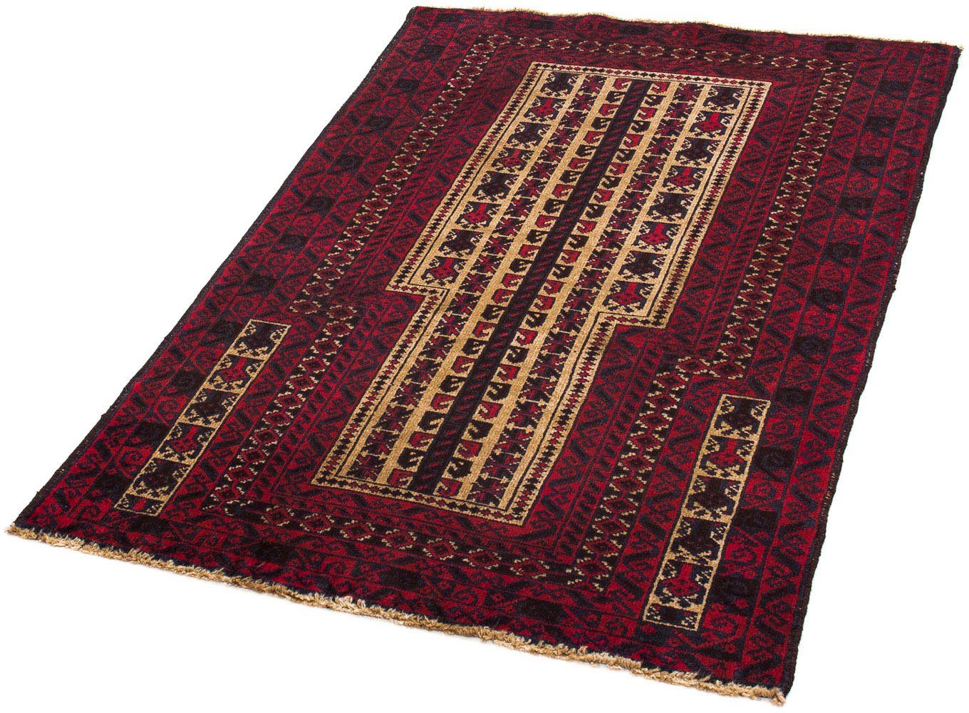Orientteppich Belutsch - 130 x 82 cm - dunkelrot, morgenland, rechteckig, Höhe: 8 mm, Wohnzimmer, Handgeknüpft, Einzelstück mit Zertifikat