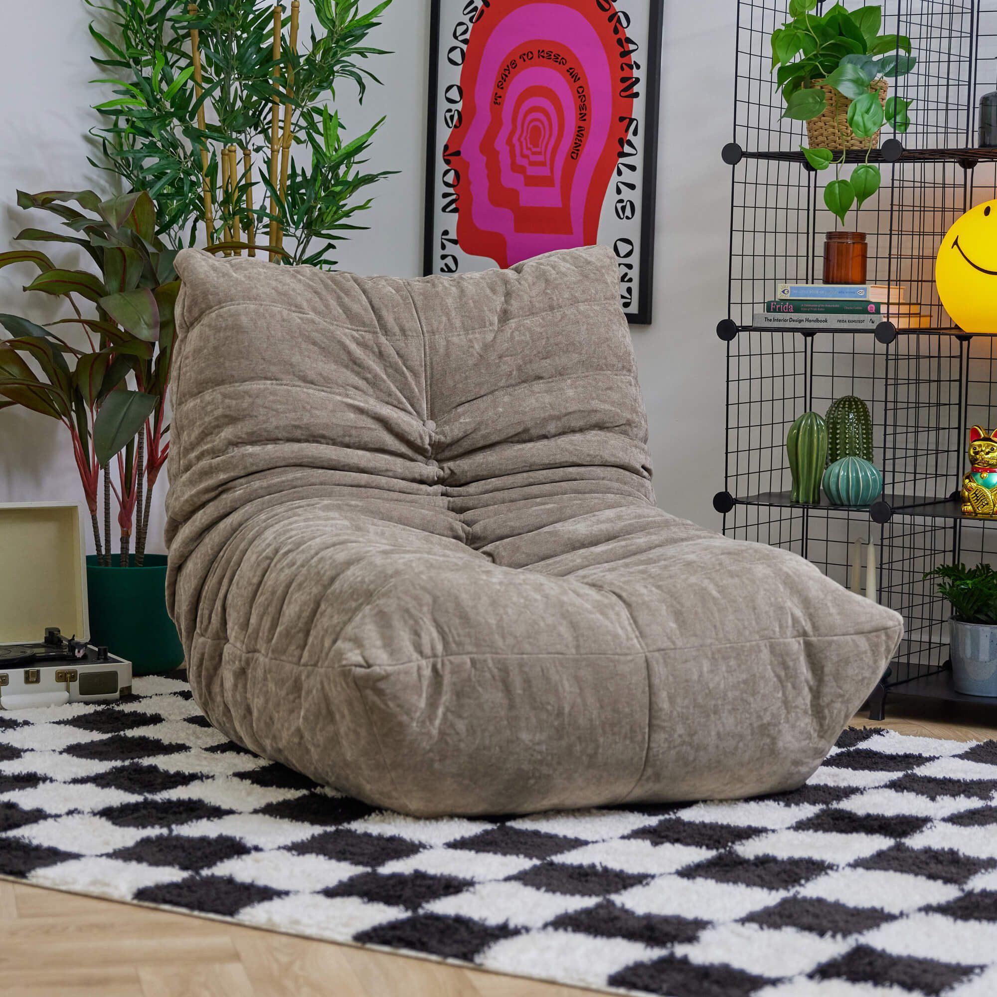 icon Sessel Schwammsofa Raupensitzsack Relaxsessel XXL aus Chenille "Enzo", Schaumstoff Füllung, für Wohnzimmer, für Schlafzimmer
