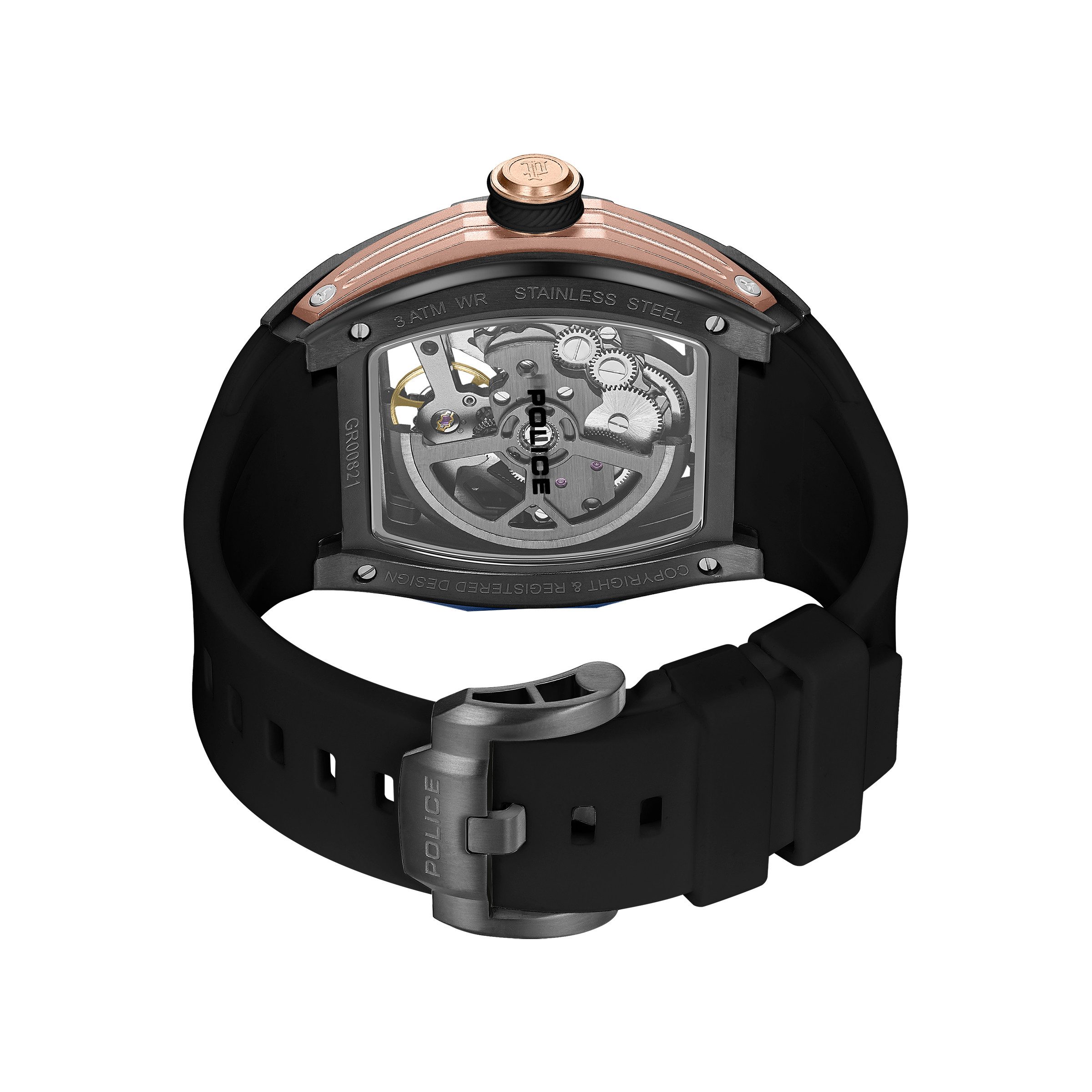 Police Automatikuhr Tampa PEWGR0082104, Armbanduhr, Herrenuhr, Mechanische Uhr, Silikonarmband, analog