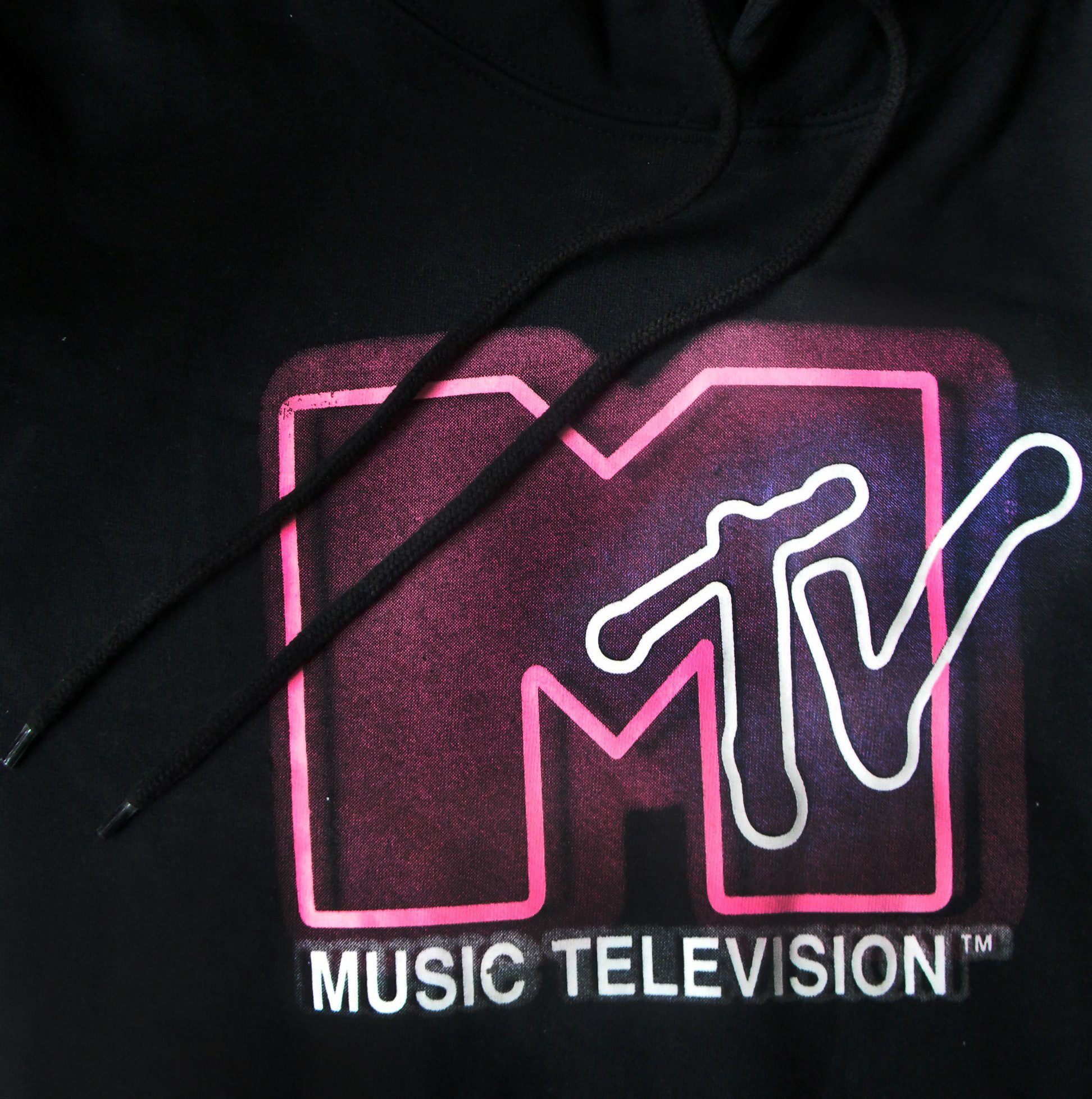 YO! RAPS MTV 1-tlg., mit MTV, Frontprint Herren Kapuzensweatshirt (Stück, Schwarz, "Pink", Hoodie, Stück)