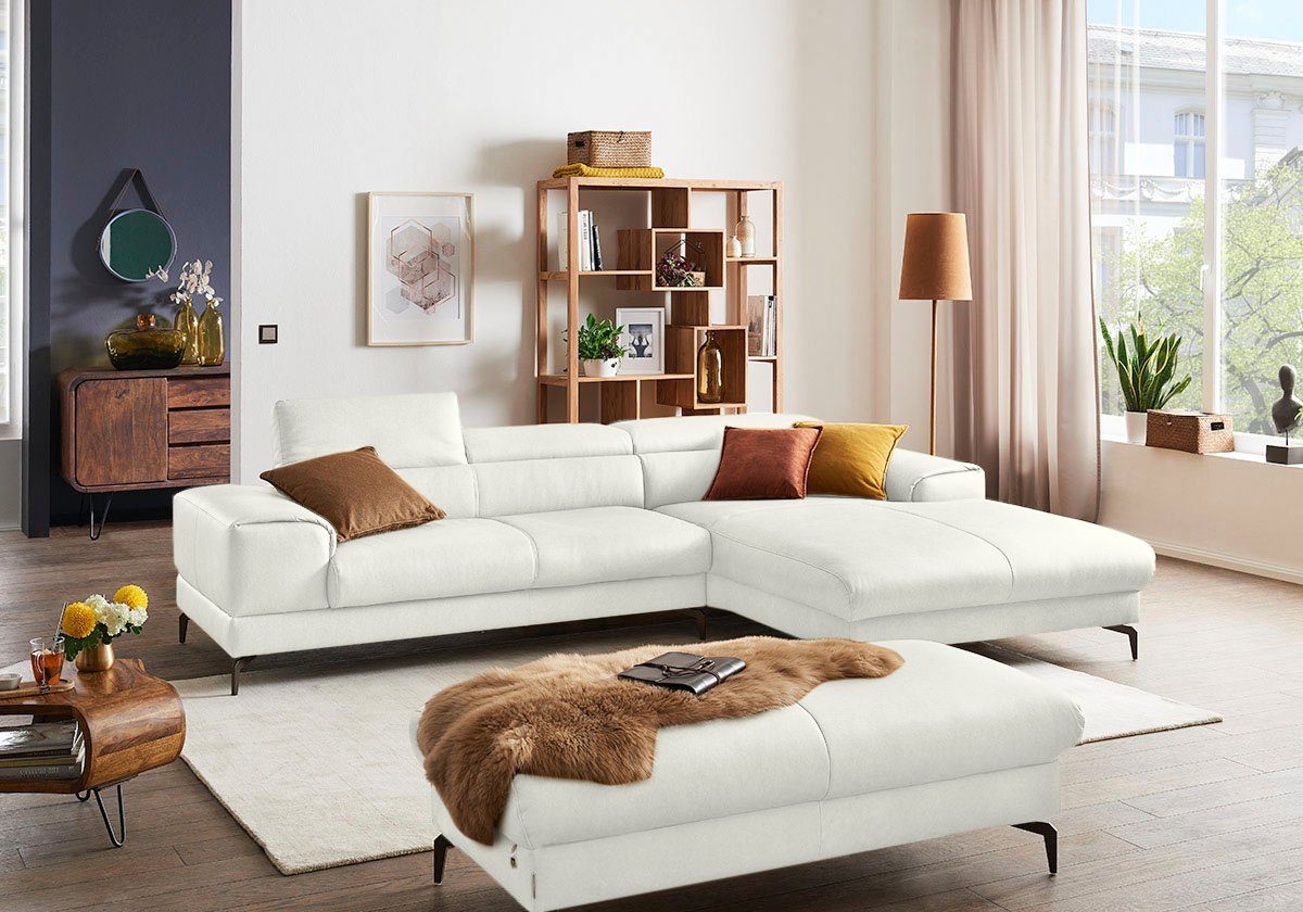 W.SCHILLIG Ecksofa Piedroo, Designsofa mit tollem Sitzkomfort, elegant und bequem, L-Form, Kopfteilverstellung, wahlweise mit Sitztiefenverstellung, Breite 303cm