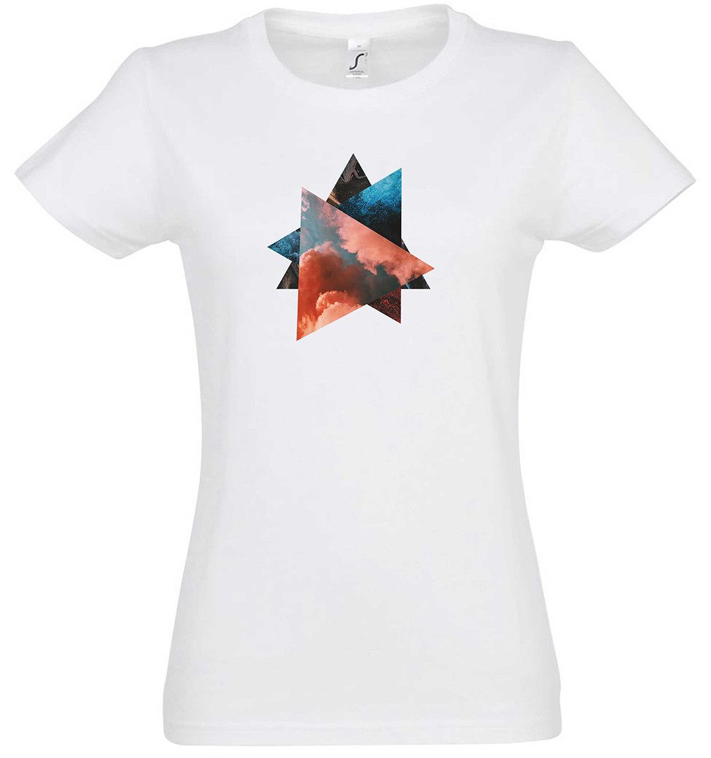 Print-Shirt Abstract Triangles Damen T-Shirt Modern Art Moderne Abstrakte Kunst