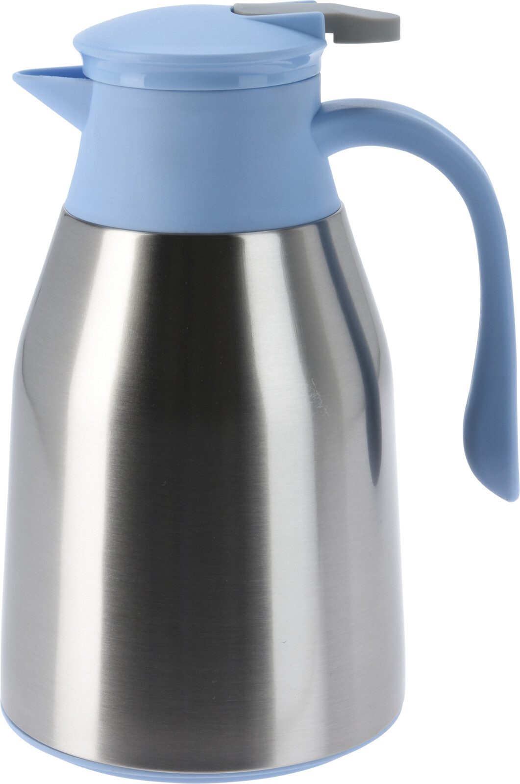 Koopman Kaffeekanne Thermoskanne Kaffeekanne Teekanne 1L Edelstahl, (Stück, 1-St., Packung), Blau / Silber, Druckverschluss, 25x14cm, Pflegeleicht, bis 6h Warm