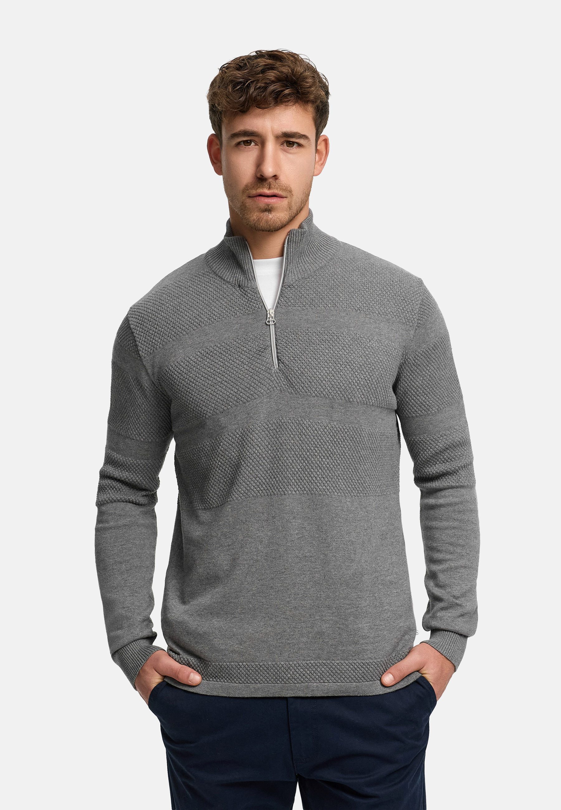 Kronstadt Strickpullover Herren KSHannes Half-Zip Pullover Herrenpullover aus hochwertigem Jaquard-Feinstrick