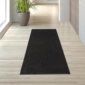 Teppich Klassischer Teppich im Unidesign in anthrazit, TeppichHome24, rechteckig