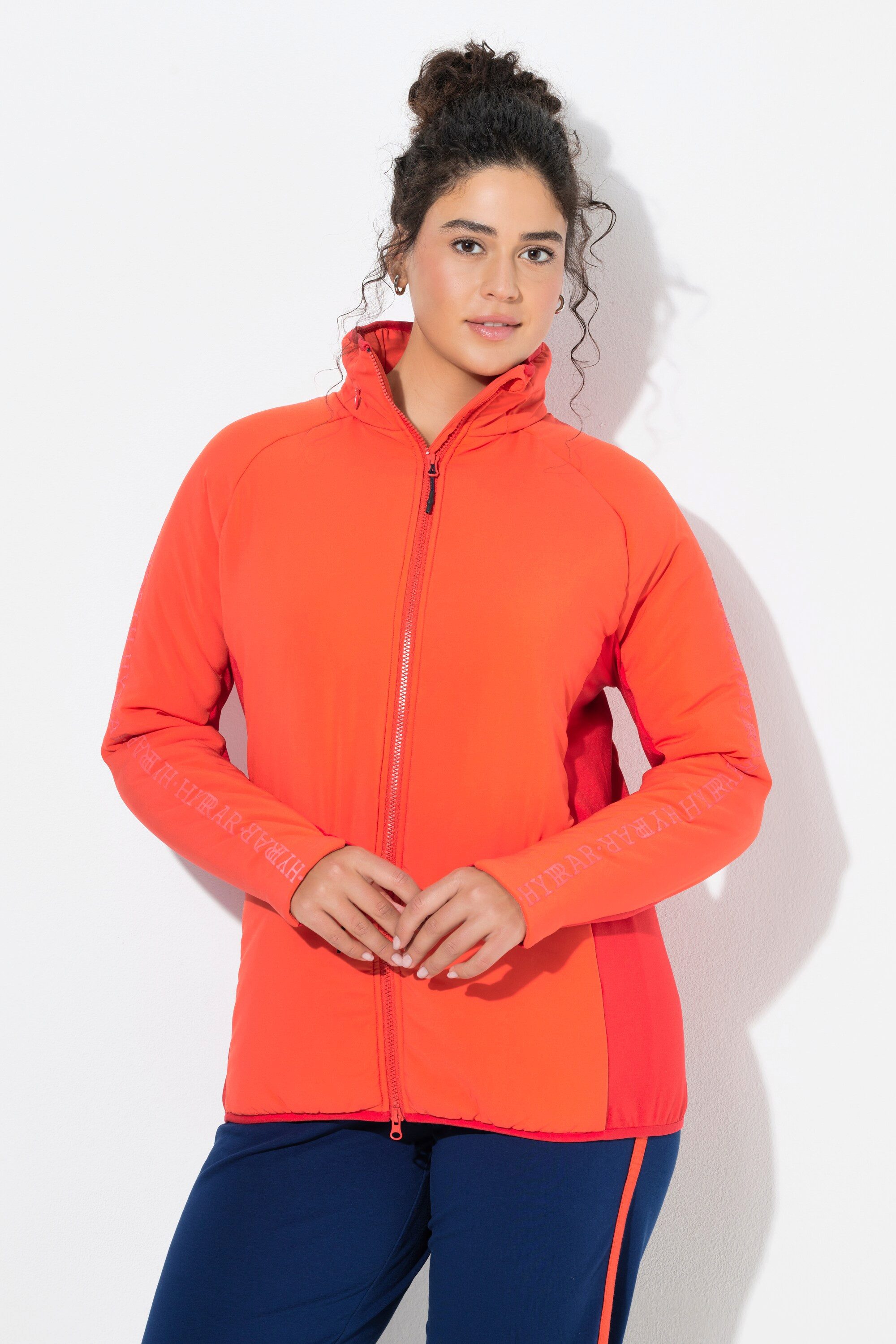 Ulla Popken Funktionsjacke Funktionsjacke Kapuze Stehkragen 2-Wege-Zipper