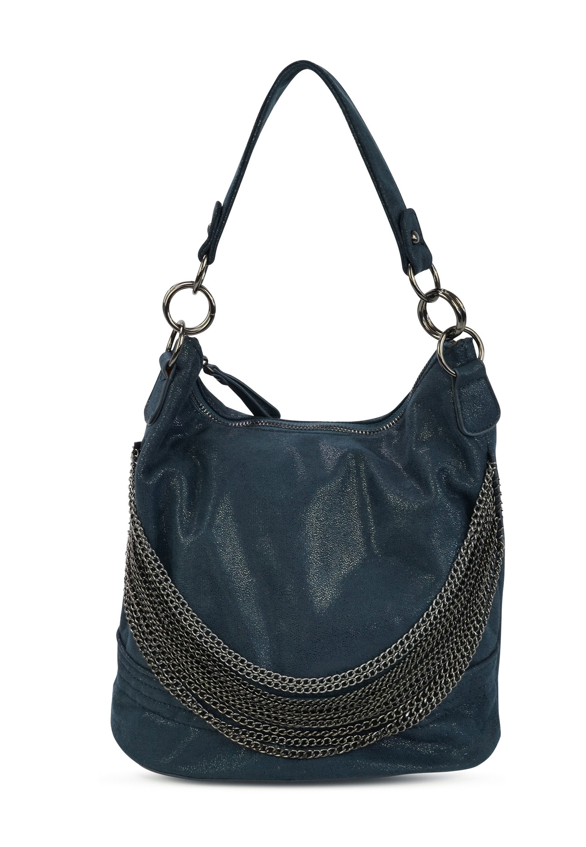 Harpa Schultertasche Cher, aus changierendem Material, mit Ketten-Verzierung