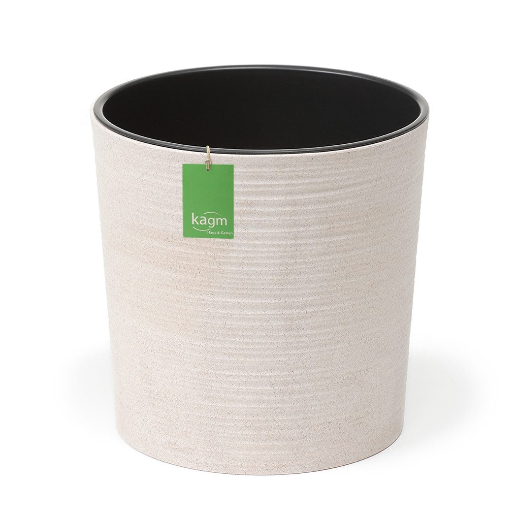 KAGM Pflanzkübel Blumenkübel Blumentopf rund gerillt ECO Holz-Kunststoff-Gemisch TOP (inkl. Pflanzeinsatz)