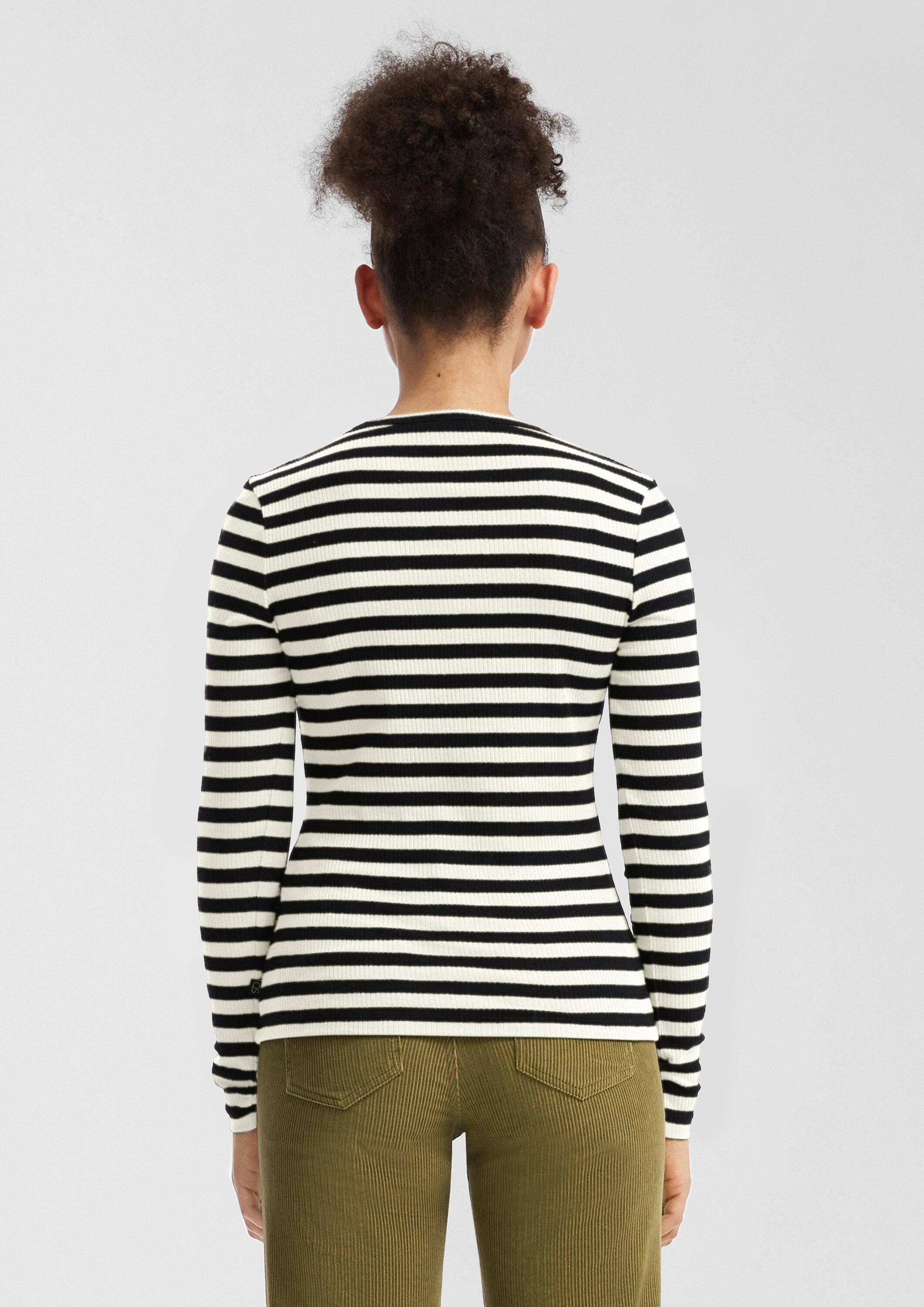 QS Langarmshirt T-Shirt Geripptes Longsleeve im Slim Fit günstig online kaufen