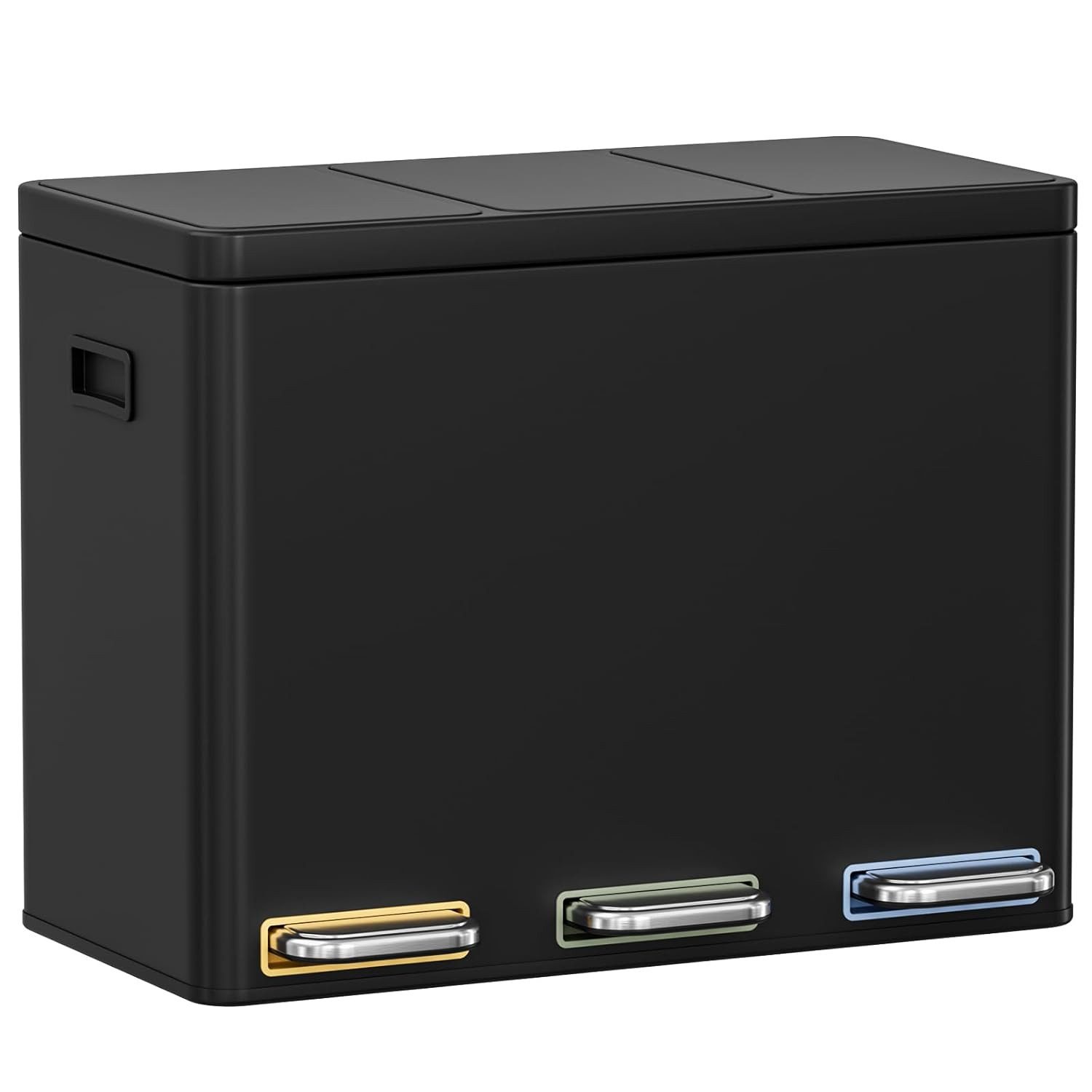 TLGREEN Mülltrennsystem 3×15L aus Stahl,Mülleimer 3 Fächer mit Soft-Close-Deckeln,Abfalleimer mit Herausnehmbare Inneneime