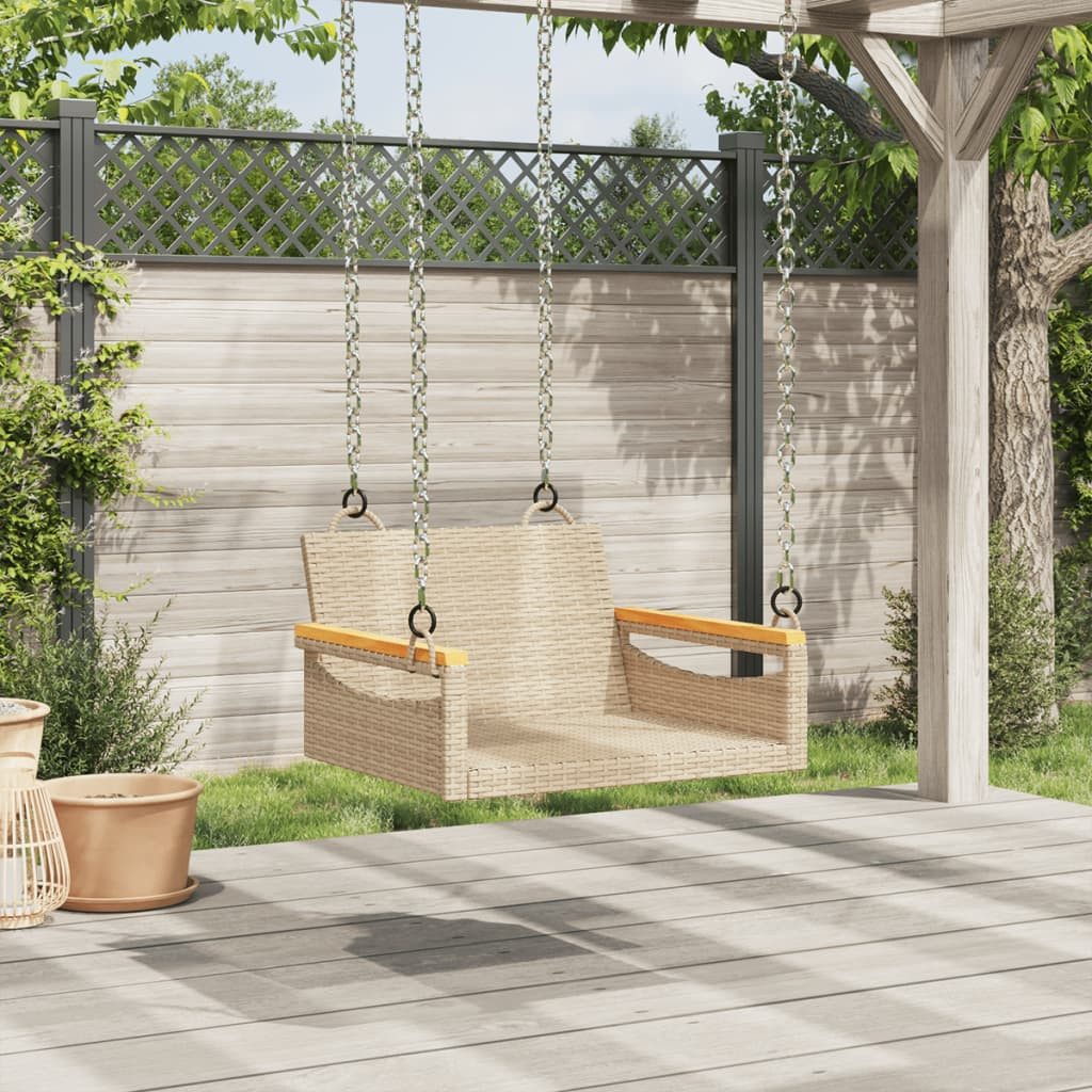 vidaXL Gartenbank Hängesessel Beige 63x62x40 cm Poly Rattan (1-St)