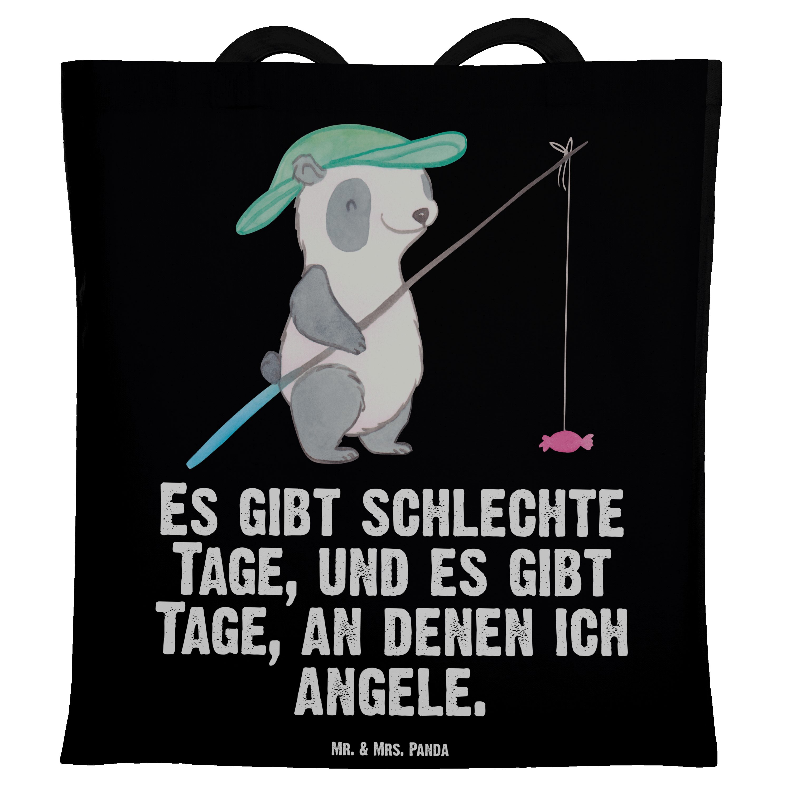 Mr. & Mrs. Panda Tragetasche Panda Angeln Tage - Schwarz - Geschenk, Angelverein, Dankeschön, Angl (1-tlg)