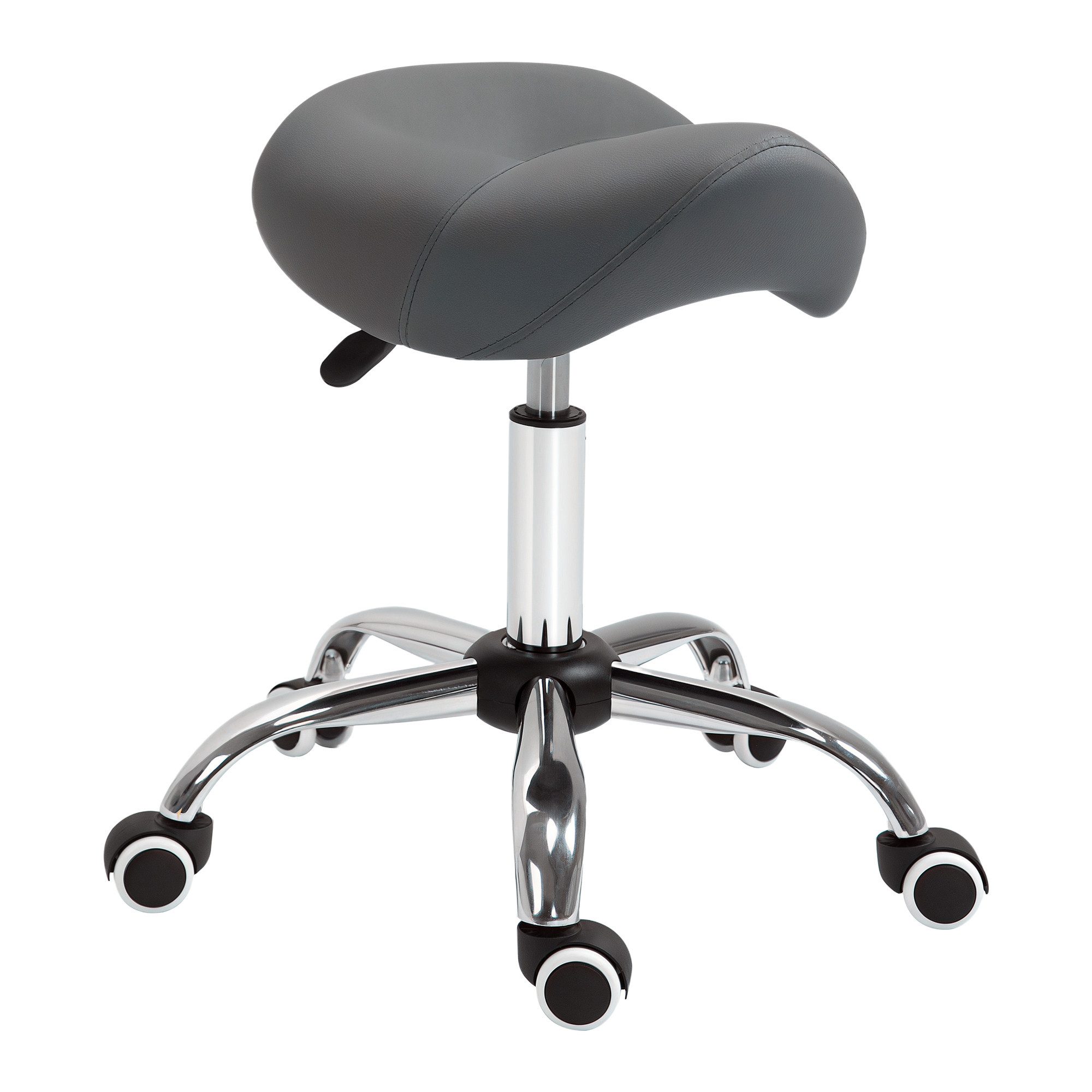 HOMCOM Rollsitz Höhenverstellbarer Salonhocker Drehhocker mit Rädern (Kosmetikhocker, 1 St., Arbeitshocker), Grau 52 x 53 x 49-61 cm